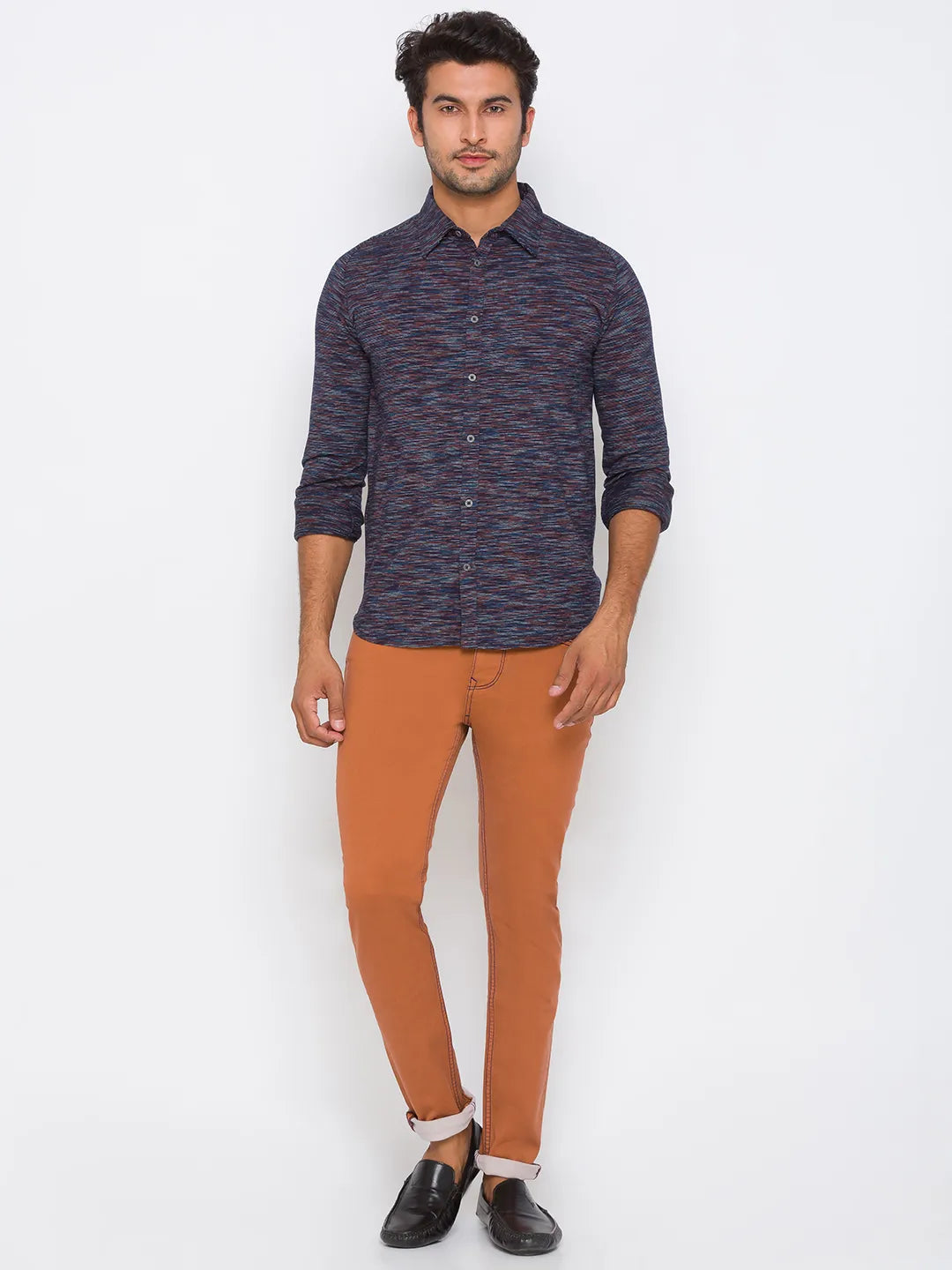 Being Human Clothing Men Slim Fit Collared Shirts-Navy