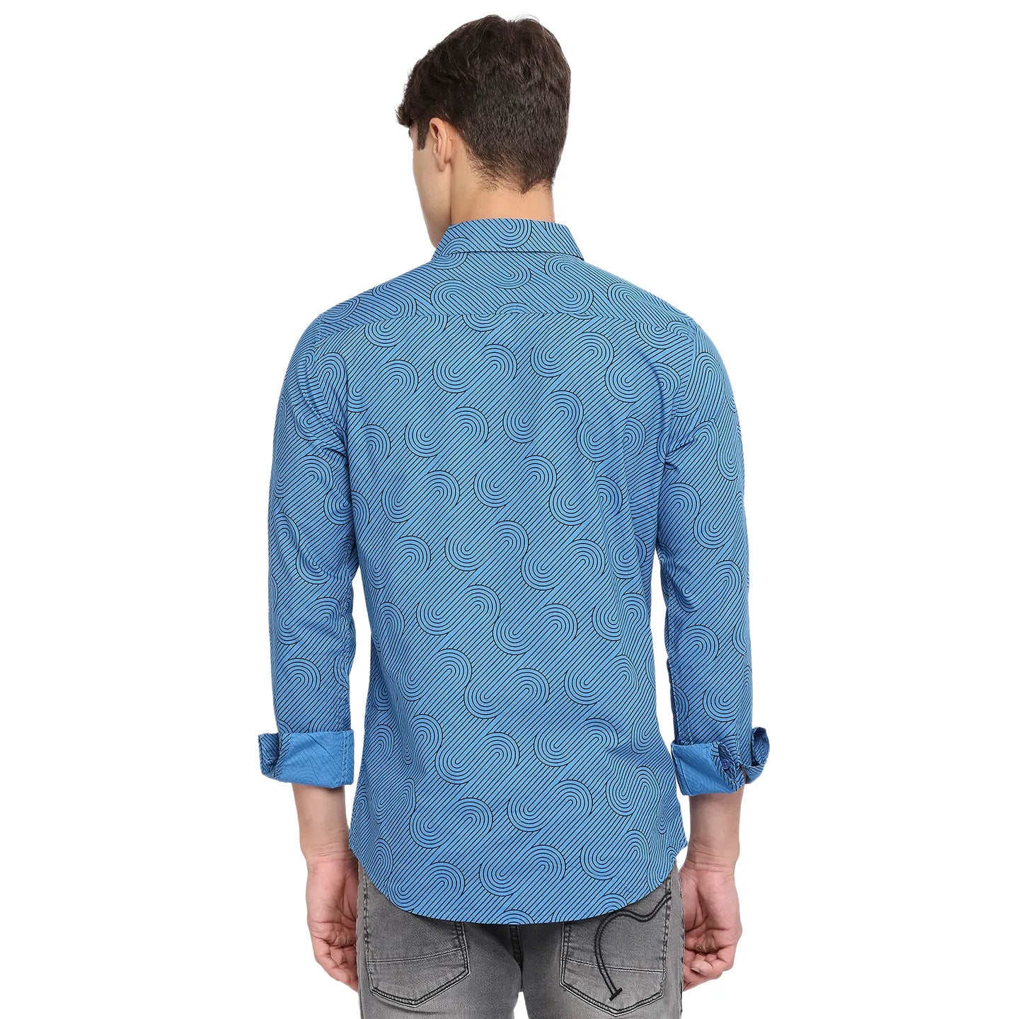 Being Human Clothing Men Slim Fit Collared Shirts-Marine Blue