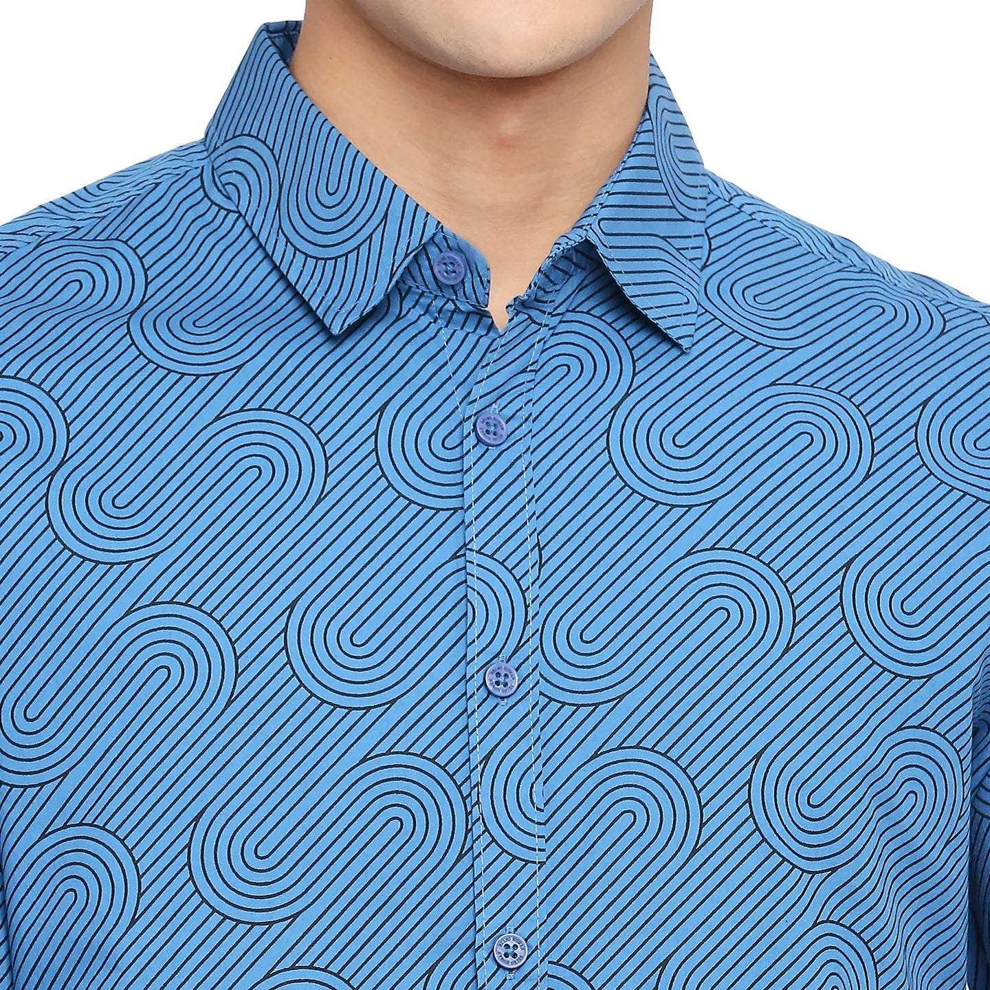 Being Human Clothing Men Slim Fit Collared Shirts-Marine Blue