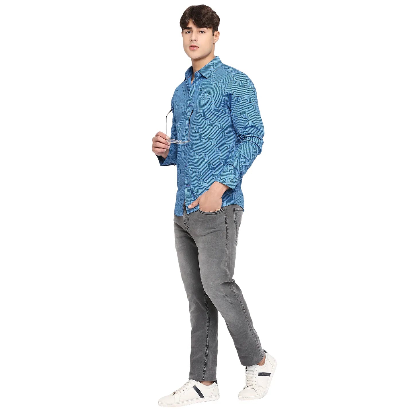 Being Human Clothing Men Slim Fit Collared Shirts-Marine Blue