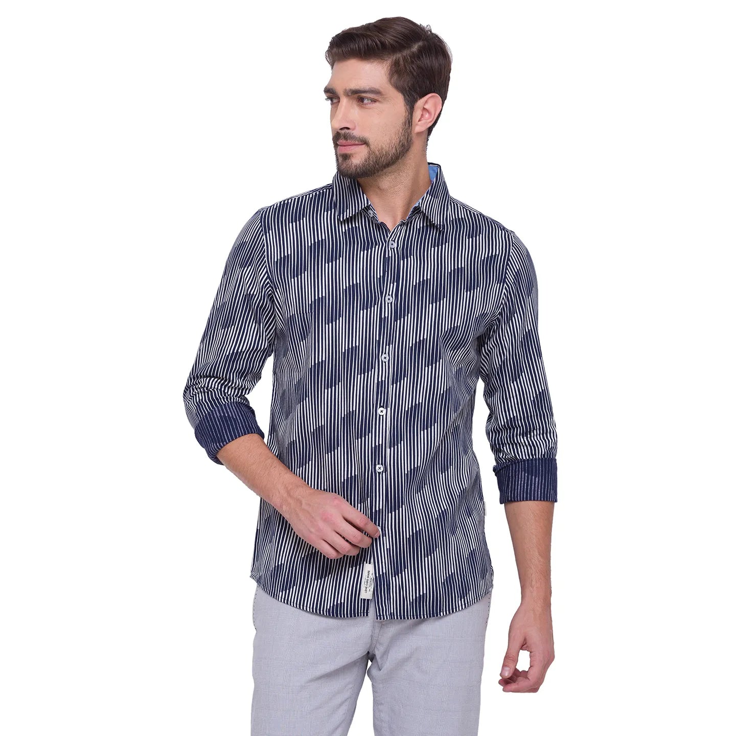 Being Human Clothing Men Slim Fit Collared Shirts-Navy