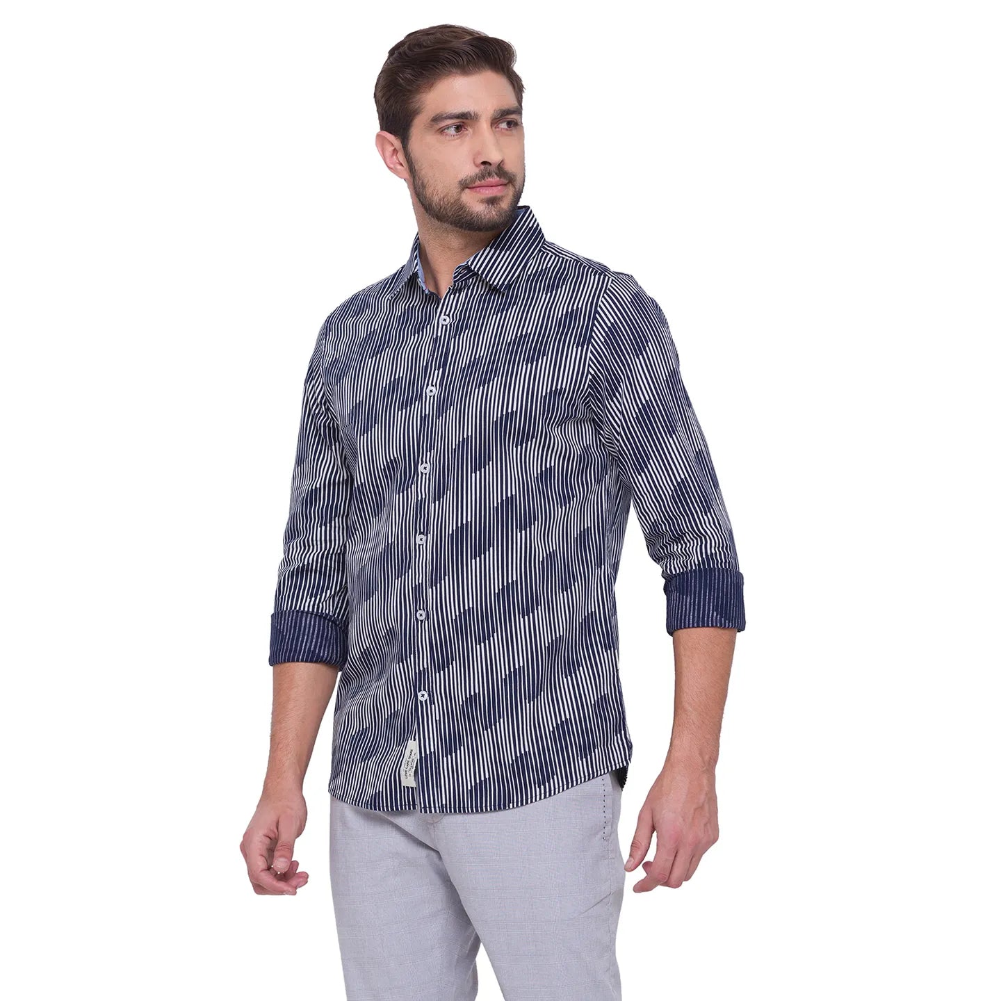 Being Human Clothing Men Slim Fit Collared Shirts-Navy