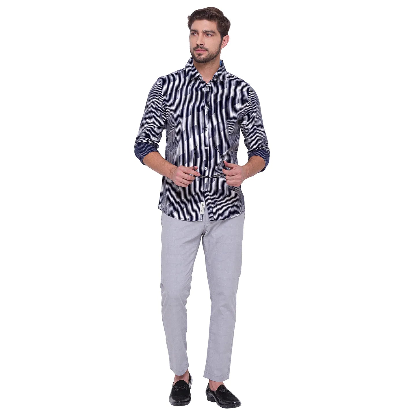 Being Human Clothing Men Slim Fit Collared Shirts-Navy