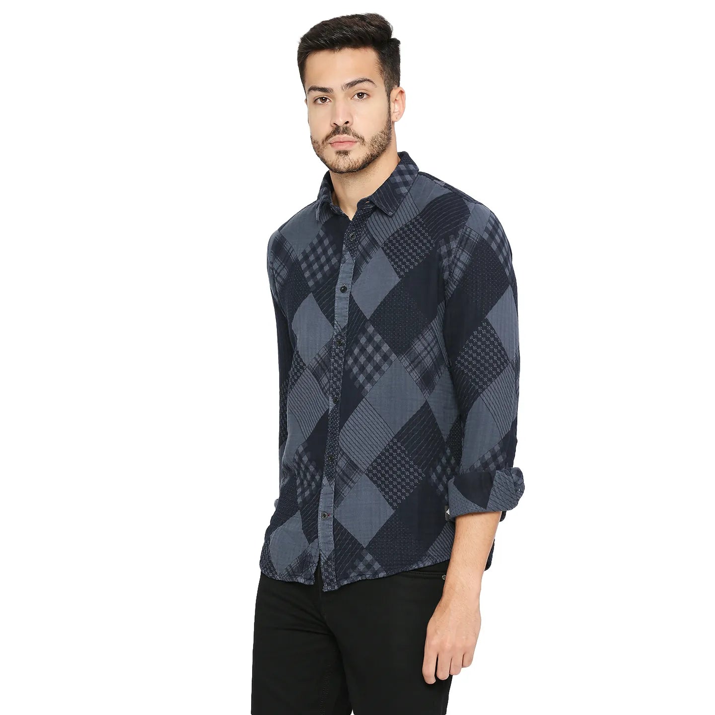 Being Human Clothing Men Slim Fit Collared Shirts-Charcoal