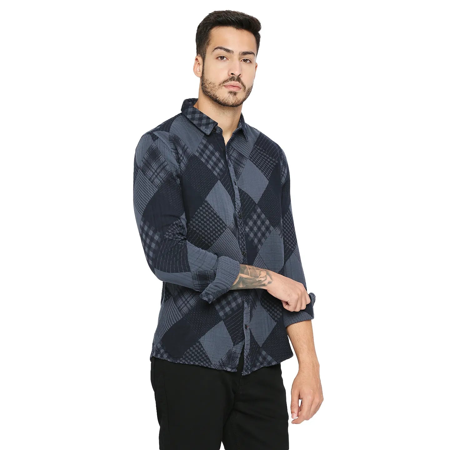 Being Human Clothing Men Slim Fit Collared Shirts-Charcoal