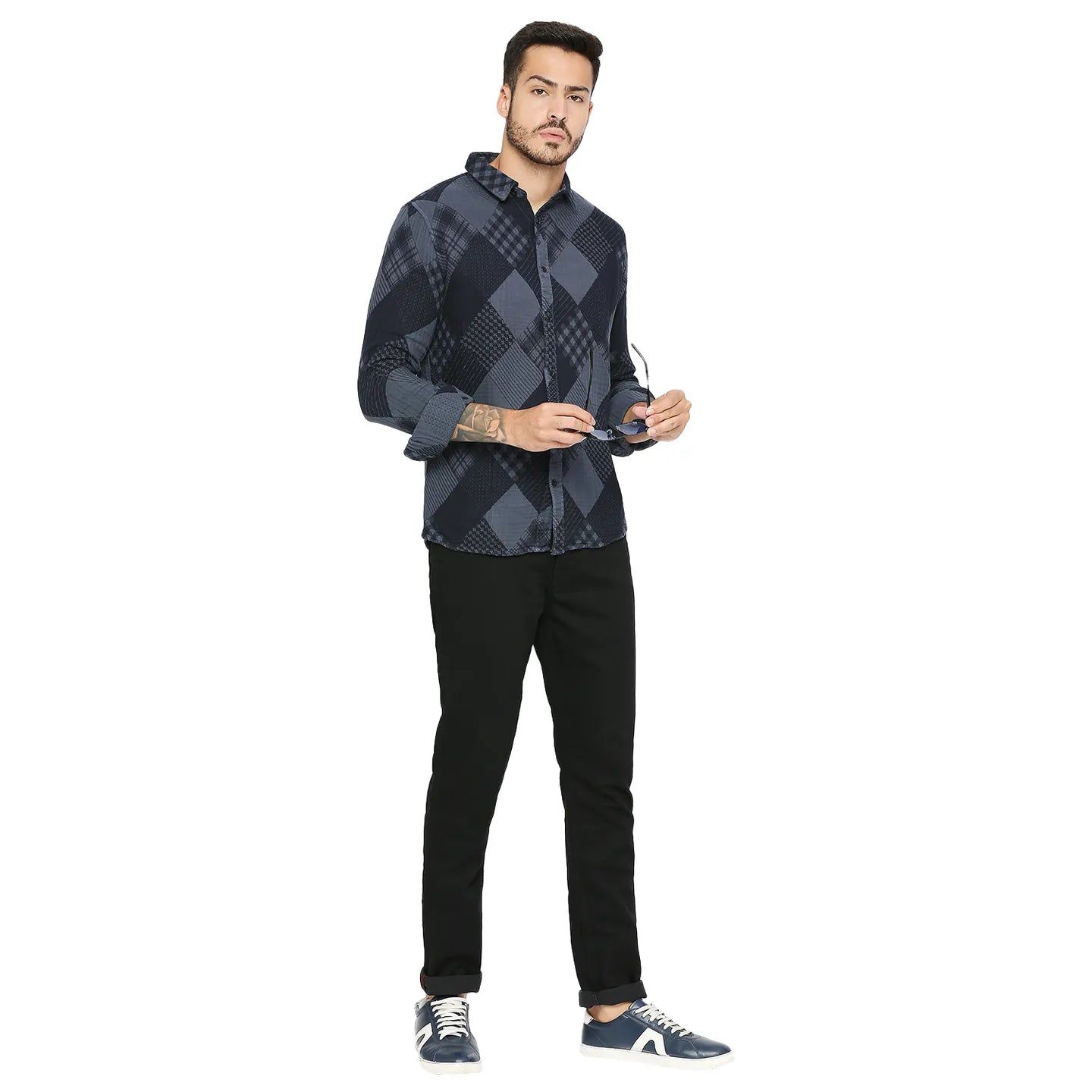 Being Human Clothing Men Slim Fit Collared Shirts-Charcoal