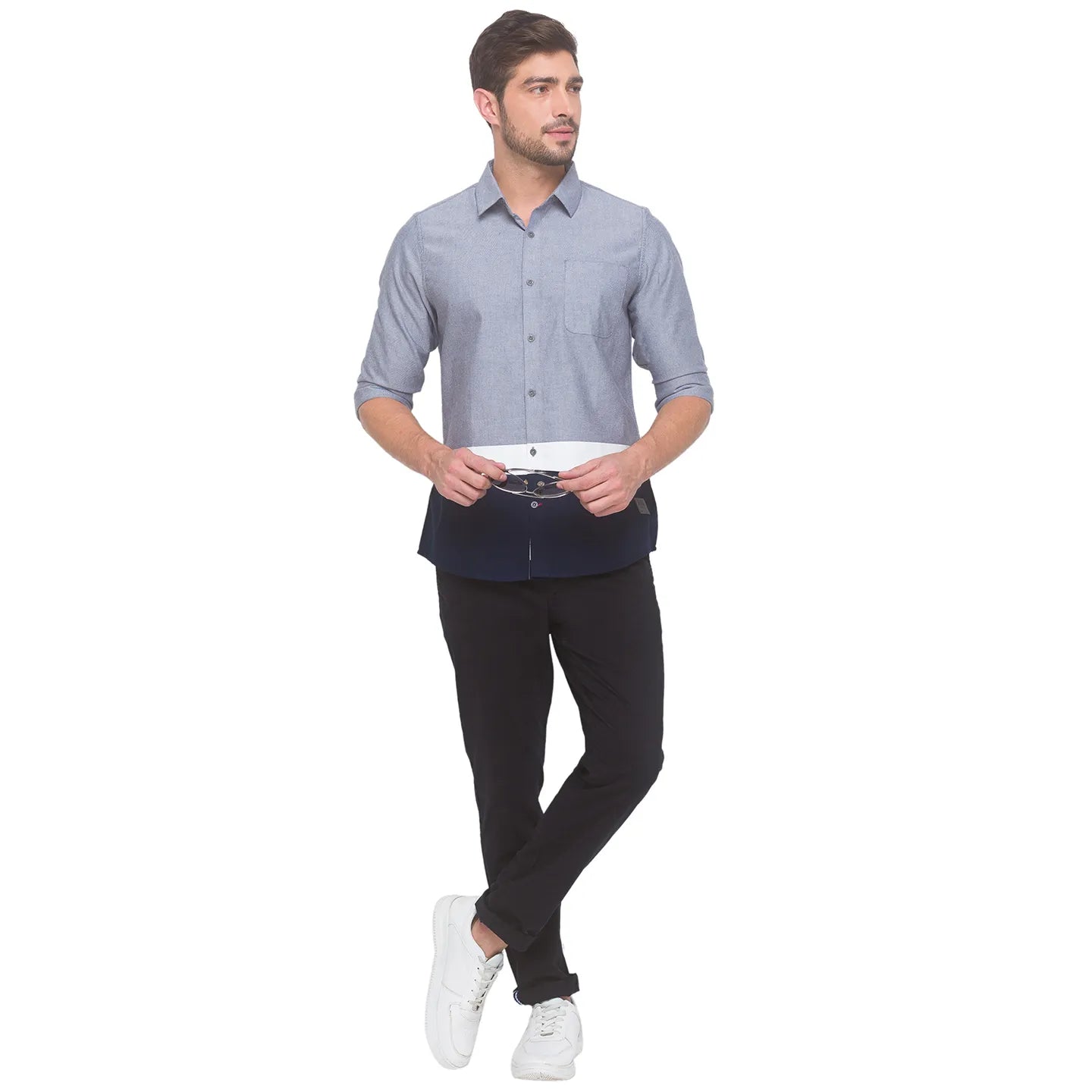 Being Human Clothing Men Slim Fit Collared Shirts-Grey