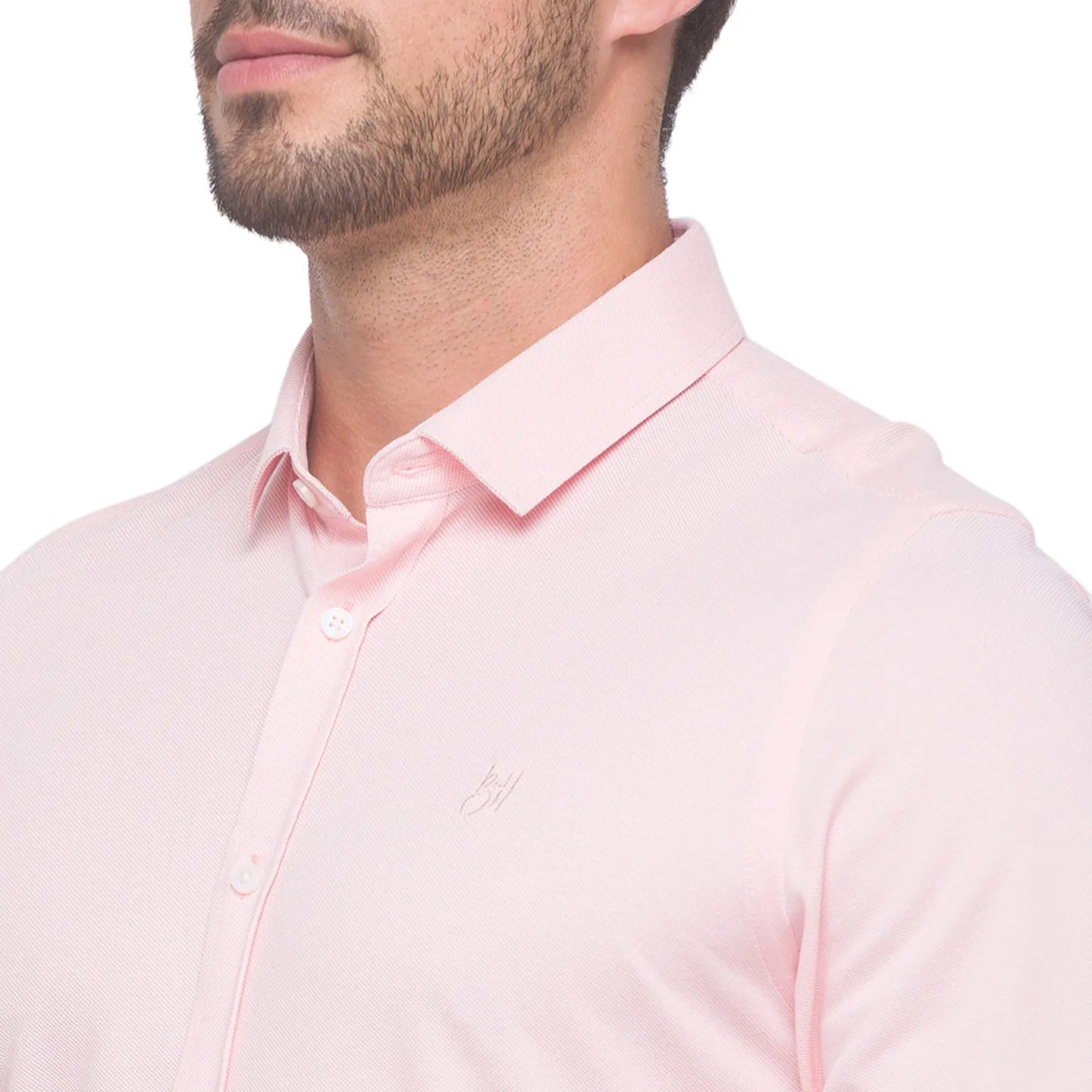 Pink Slim Straight Fit Regular Collar Long Sleeves Cotton Men's Shirt by Being Human Clothing