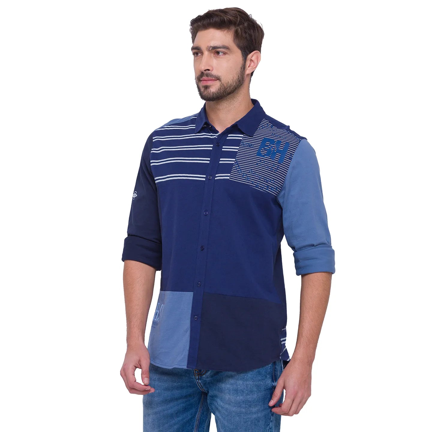 Being Human Clothing Men Slim Fit Collared Shirts-Blue