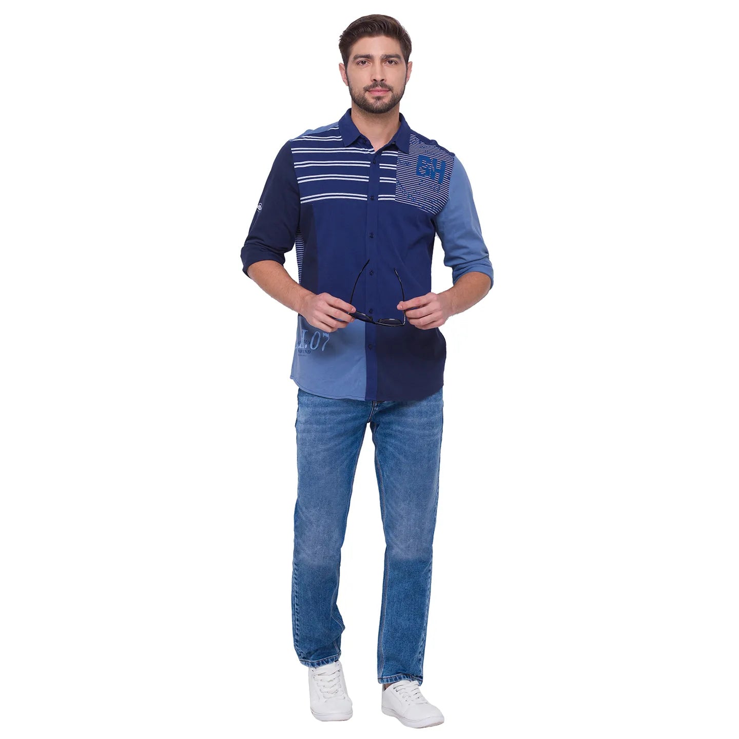 Being Human Clothing Men Slim Fit Collared Shirts-Blue