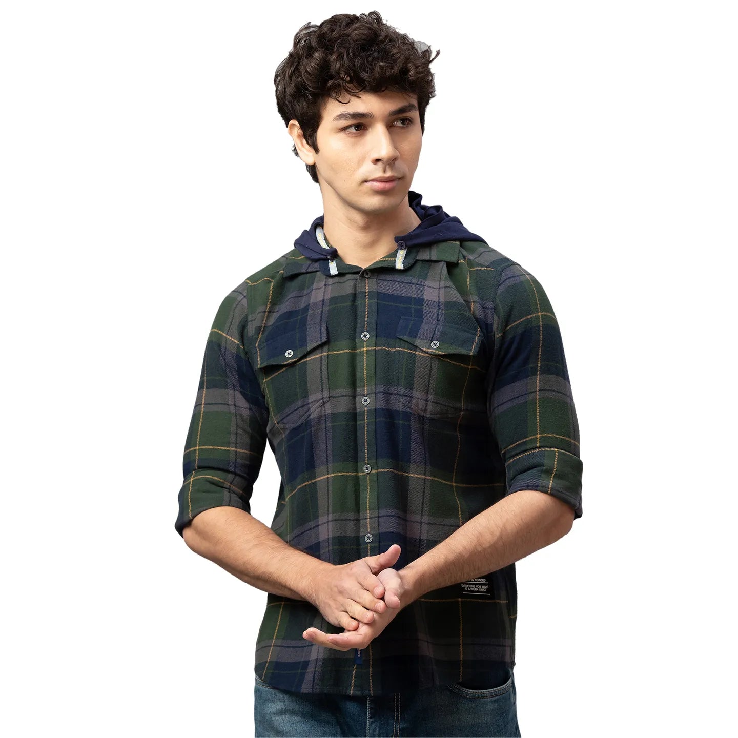 Being Human Clothing Men Slim Fit Collared Shirts-Navy