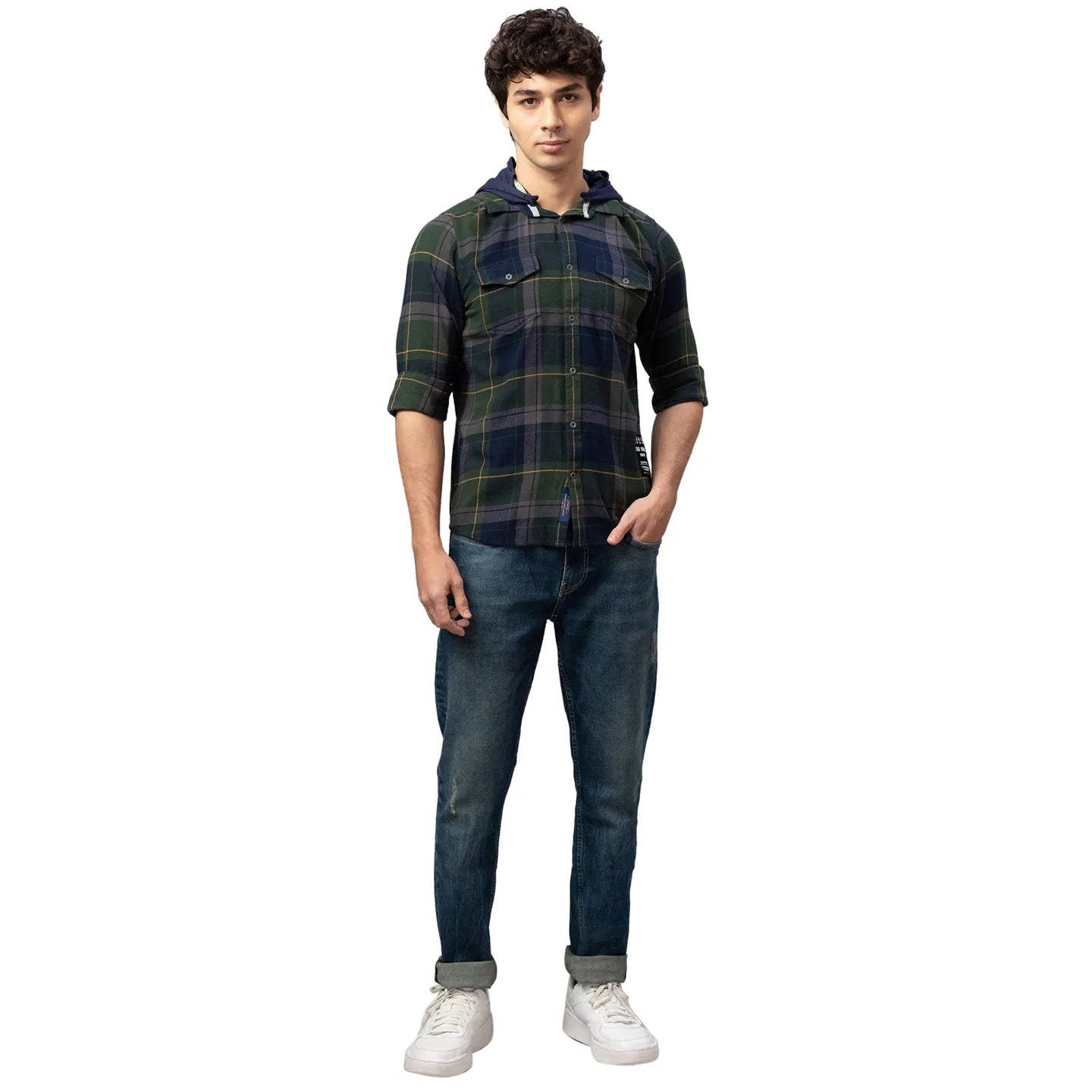 Being Human Clothing Men Slim Fit Collared Shirts-Navy