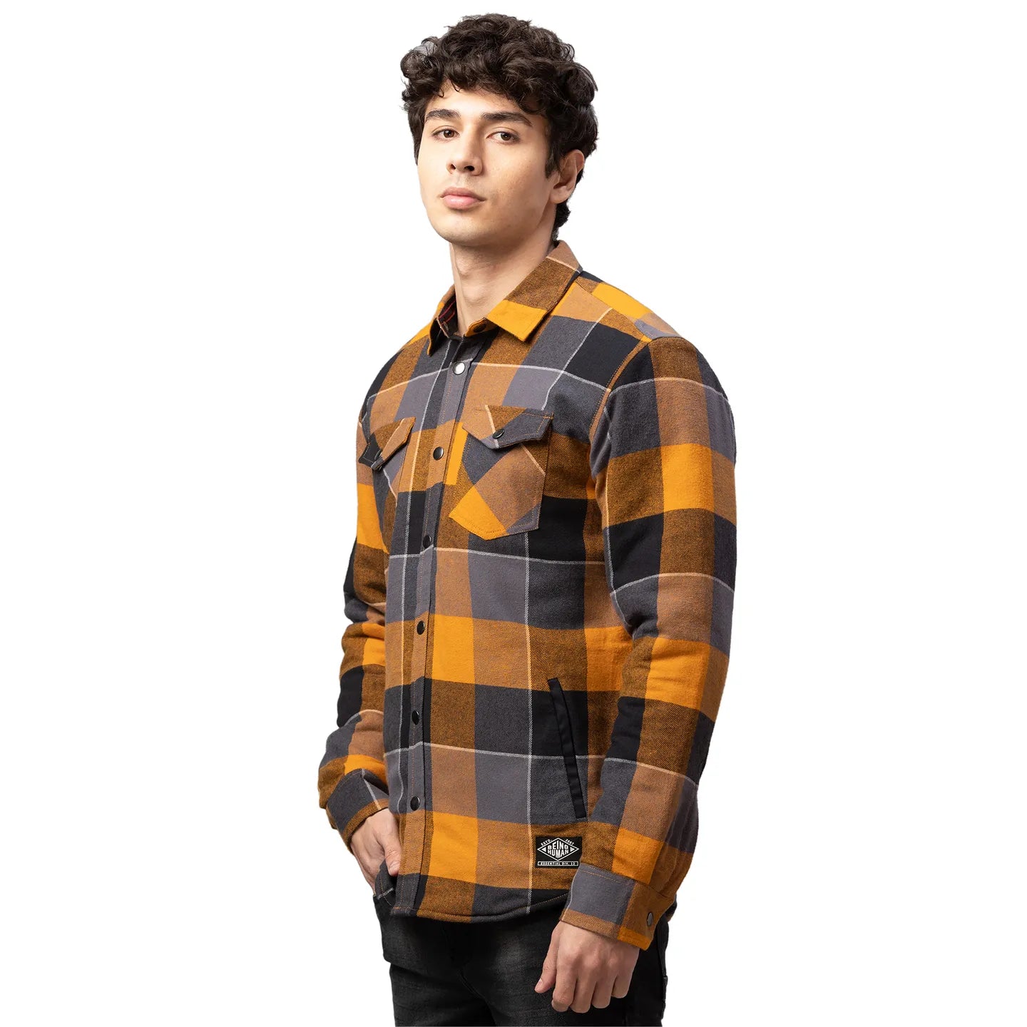 Being Human Clothing Men Oversized Fit Collared Shirts-Mustard