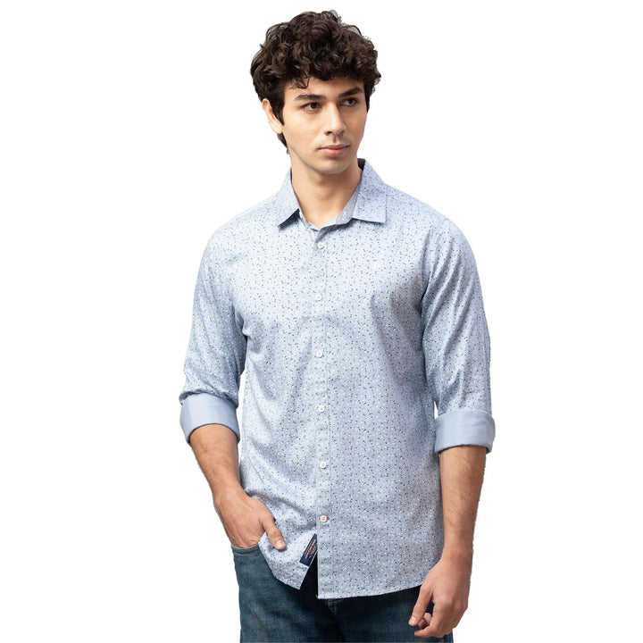Light Blue Slim Fit Regular Collar Men's Shirt by Being Human Clothing