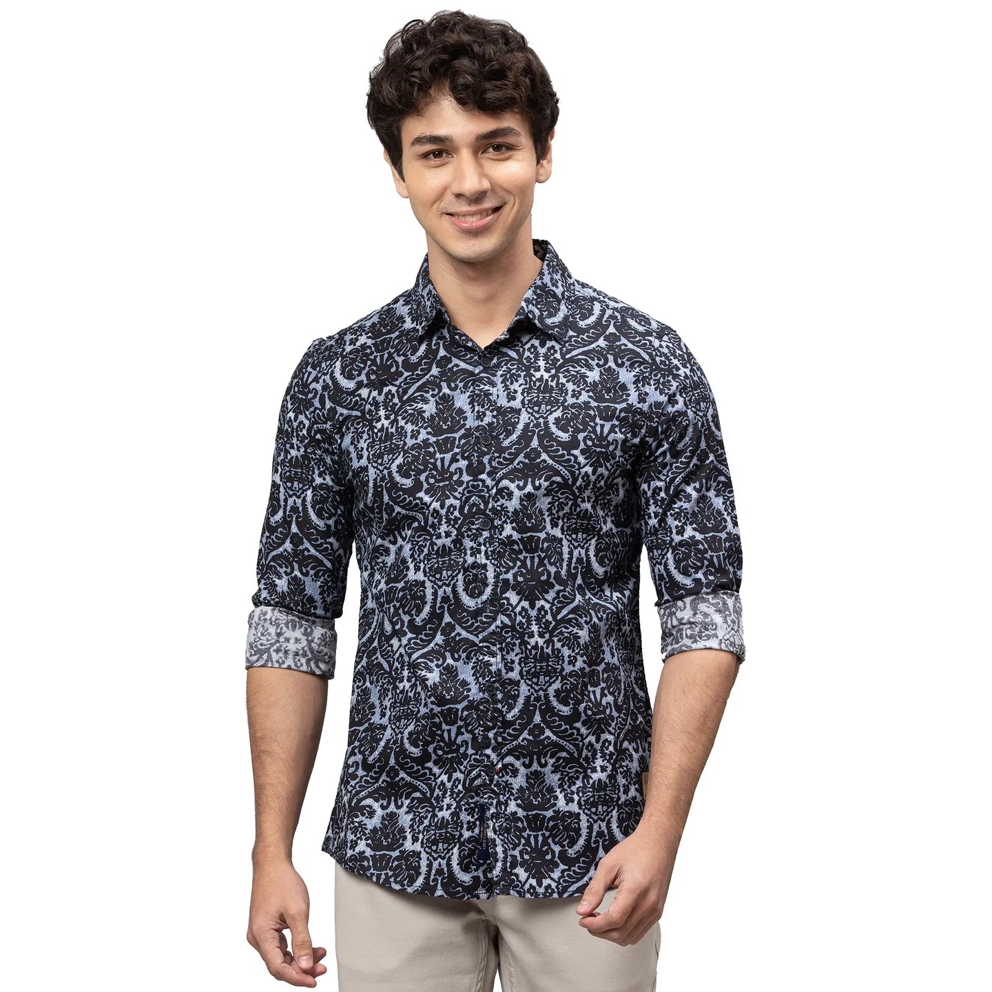 Being Human Clothing Men Slim Fit Collared Shirts-Black