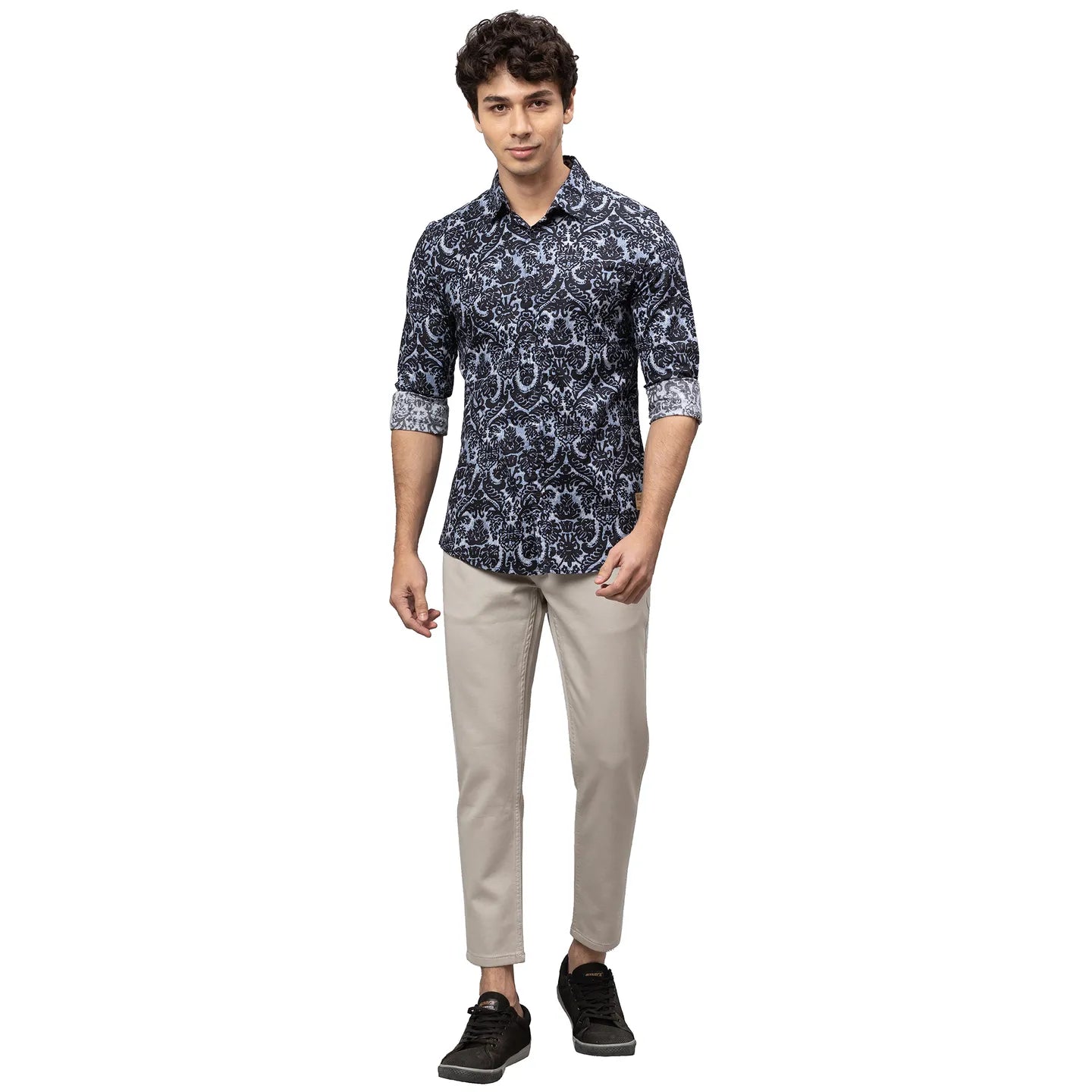 Being Human Clothing Men Slim Fit Collared Shirts-Black