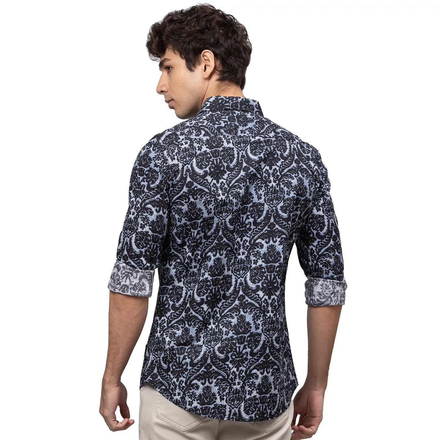 Being Human Clothing Men Slim Fit Collared Shirts-Black