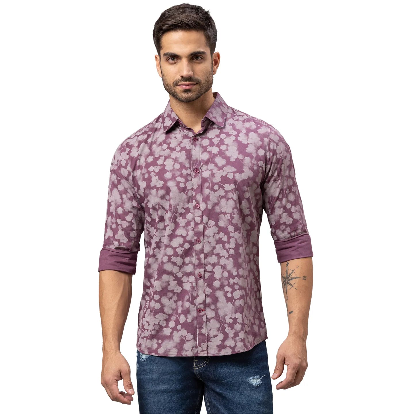 Being Human Clothing Men Slim Fit Collared Shirts-Fig