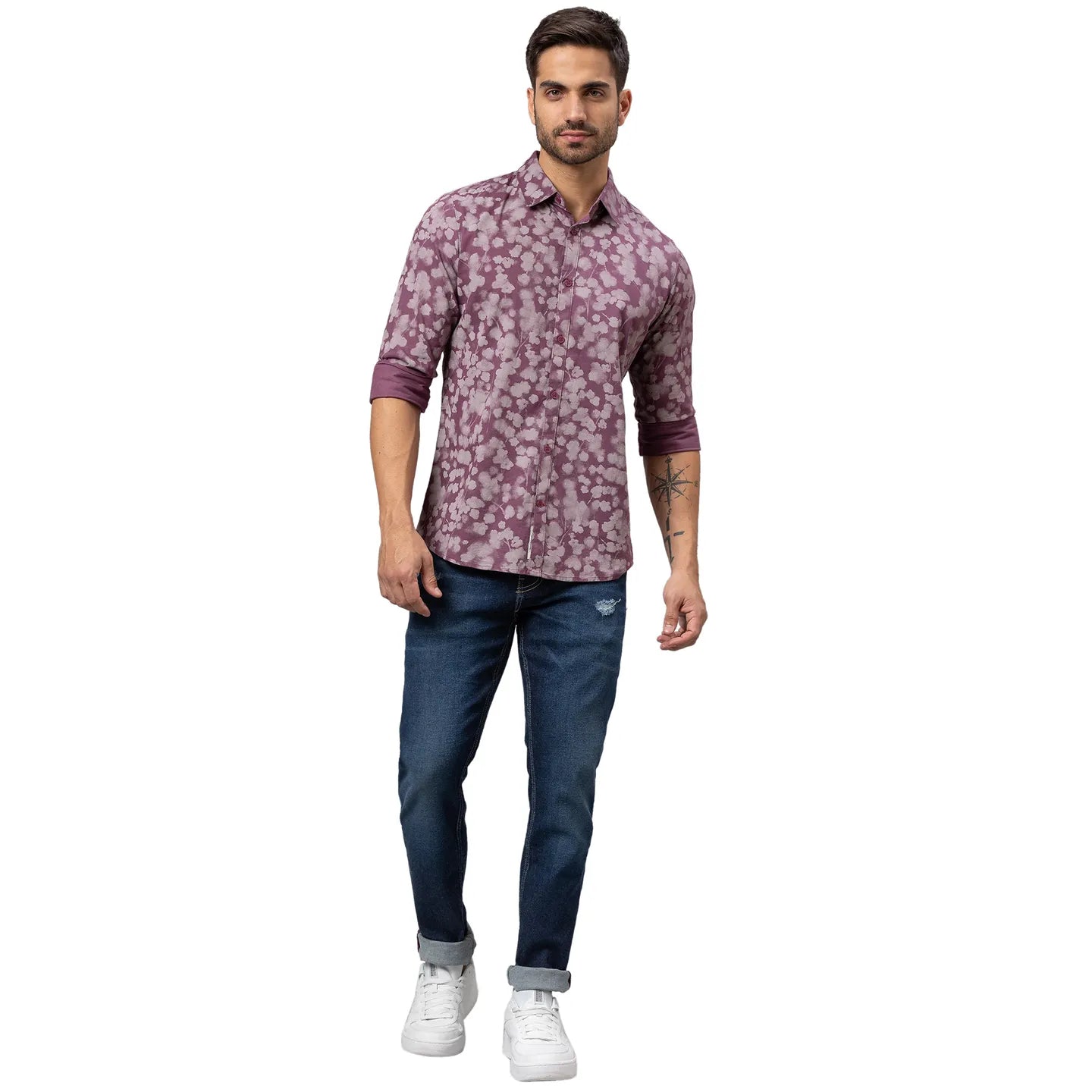 Being Human Clothing Men Slim Fit Collared Shirts-Fig