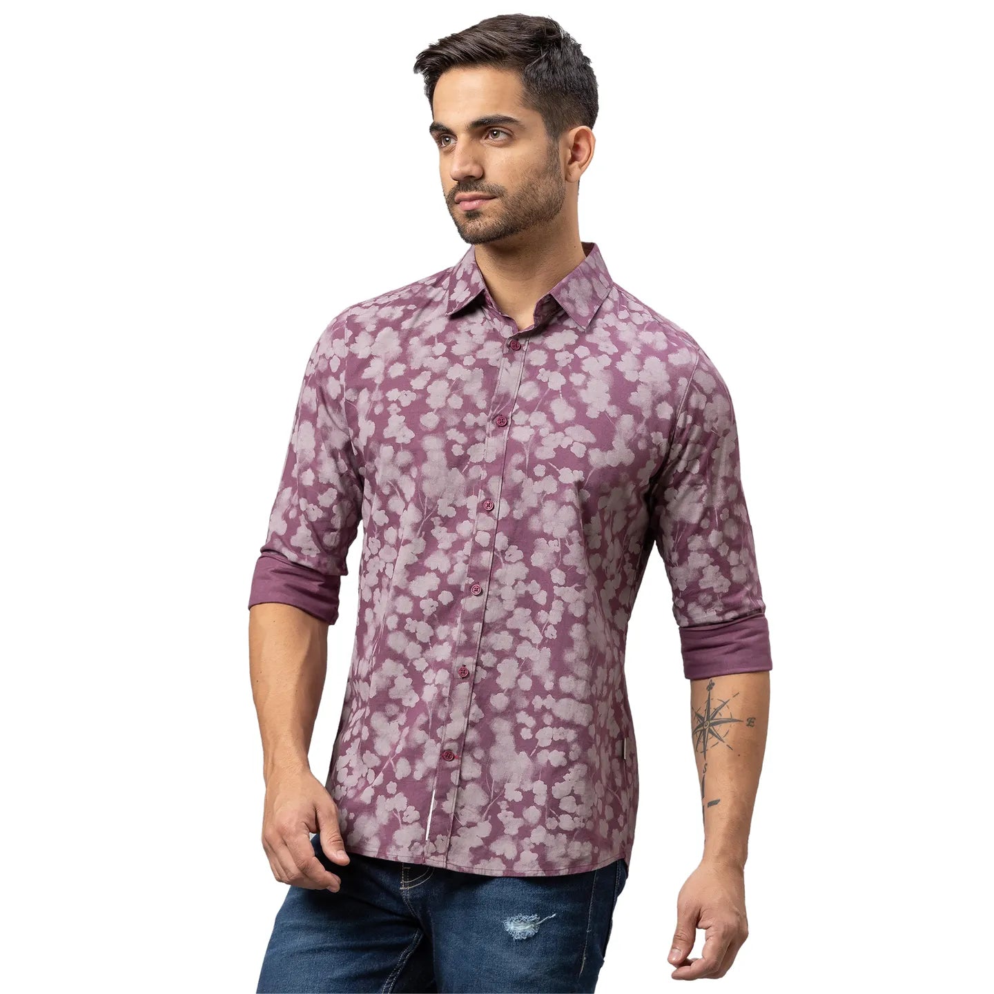 Being Human Clothing Men Slim Fit Collared Shirts-Fig