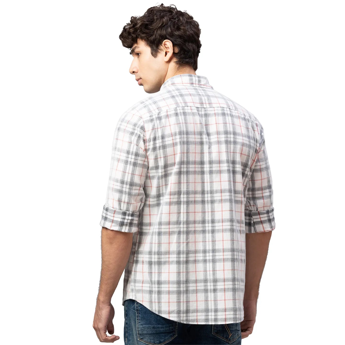 White Slim Straight Fit Regular Collar Long Sleeves Cotton Men's Shirt by Being Human Clothing