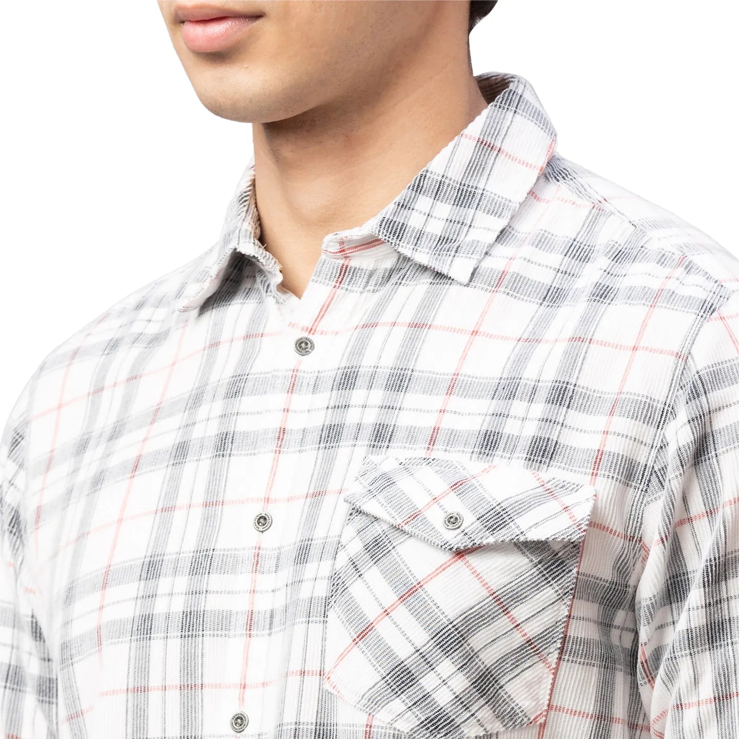 White Slim Straight Fit Regular Collar Long Sleeves Cotton Men's Shirt by Being Human Clothing