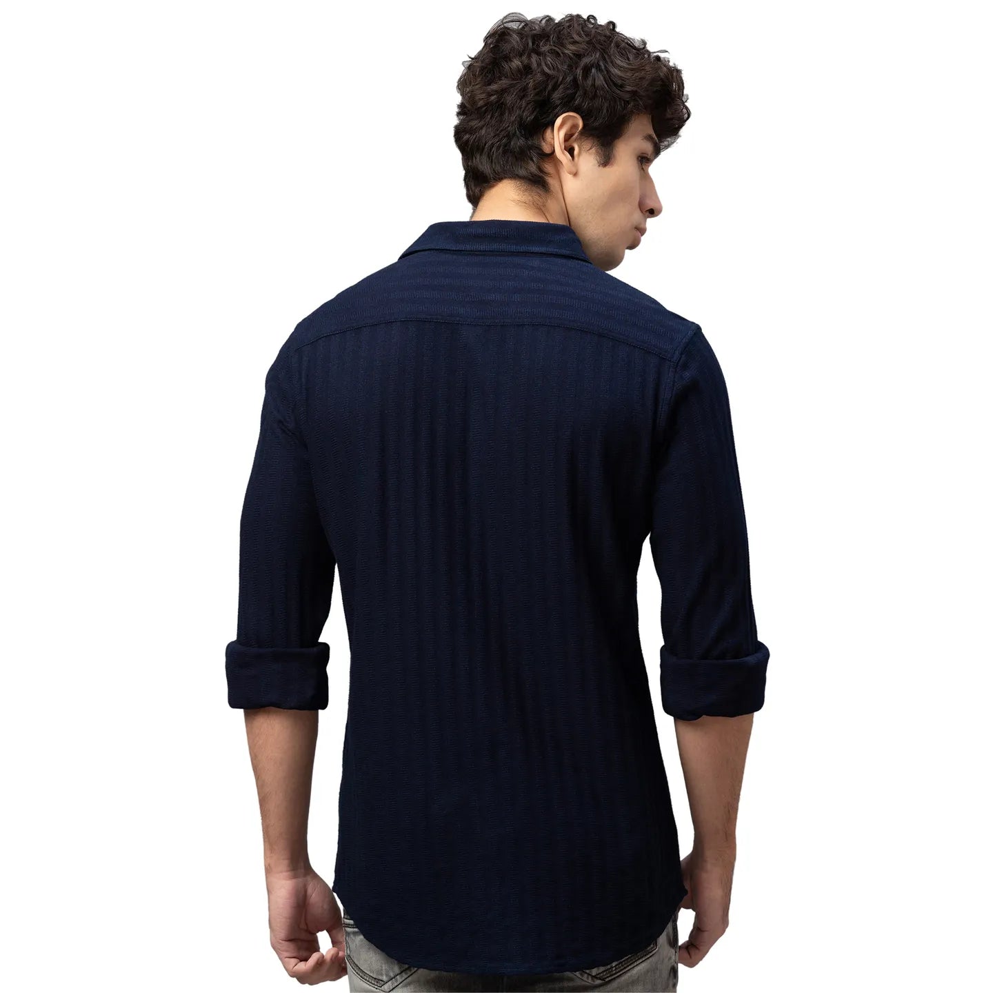 Being Human Clothing Men Slim Fit Collared Shirts-Navy