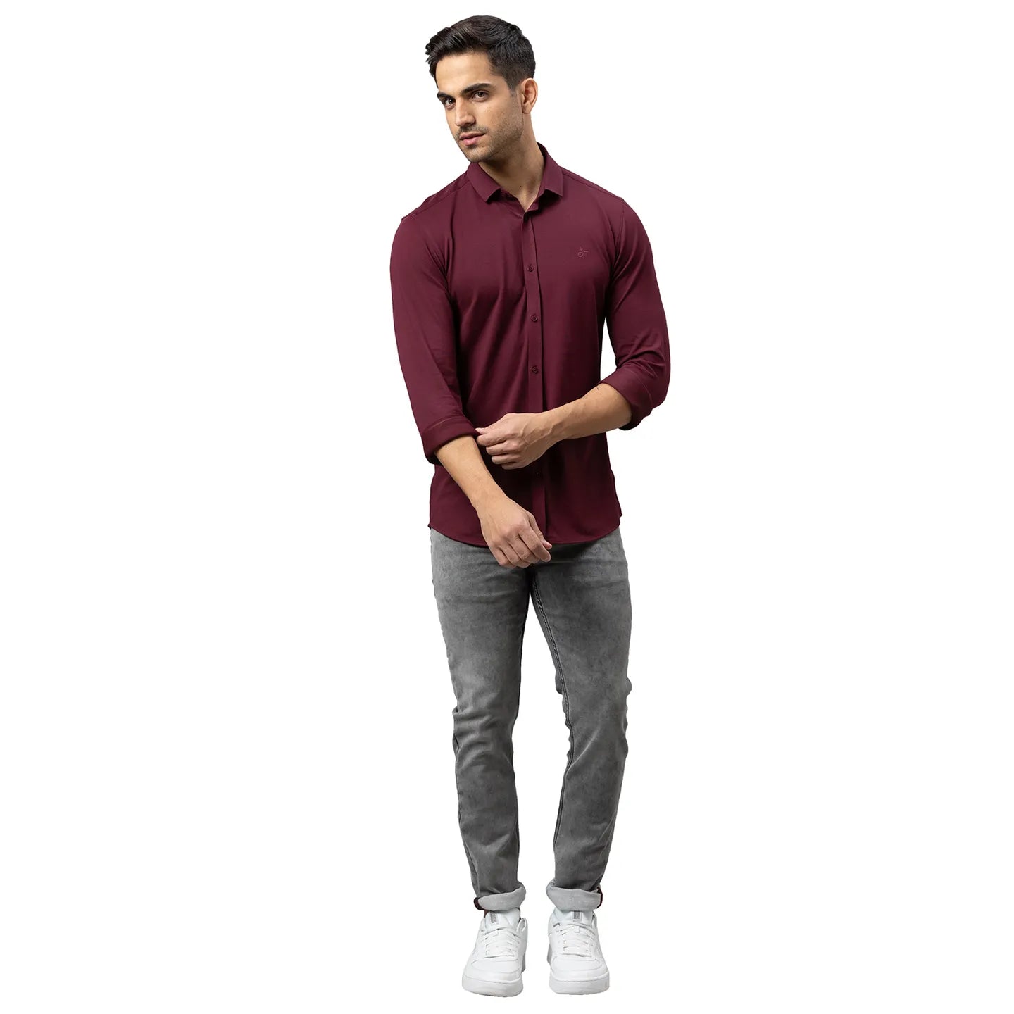 Being Human Clothing Men Slim Fit Collared Shirts-Wine