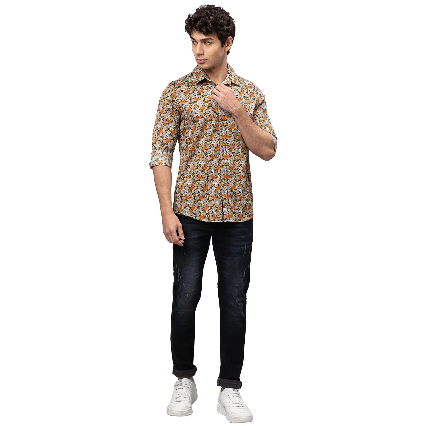 Being Human Clothing Men Slim Fit Collared Shirts-Yellow