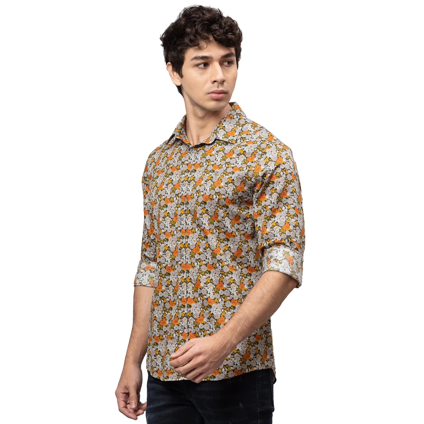 Being Human Clothing Men Slim Fit Collared Shirts-Yellow