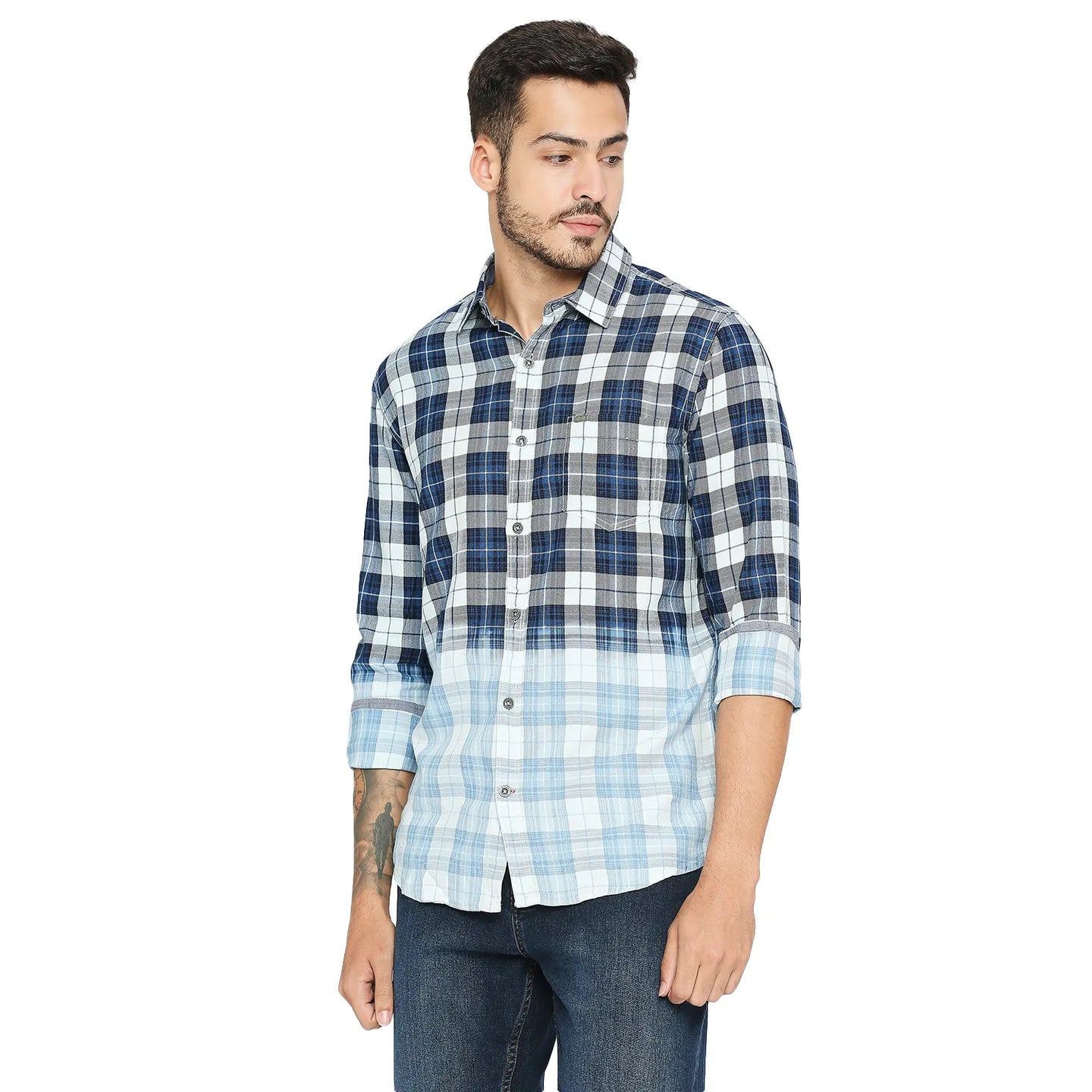 Being Human Clothing Men Slim Fit Collared Shirts-Navy