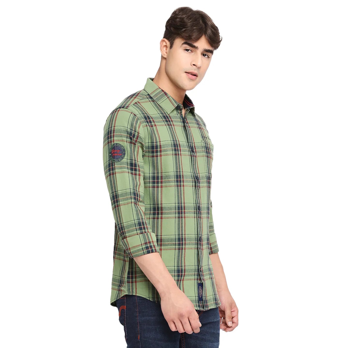 Being Human Clothing Men Slim Fit Collared Shirts-Green