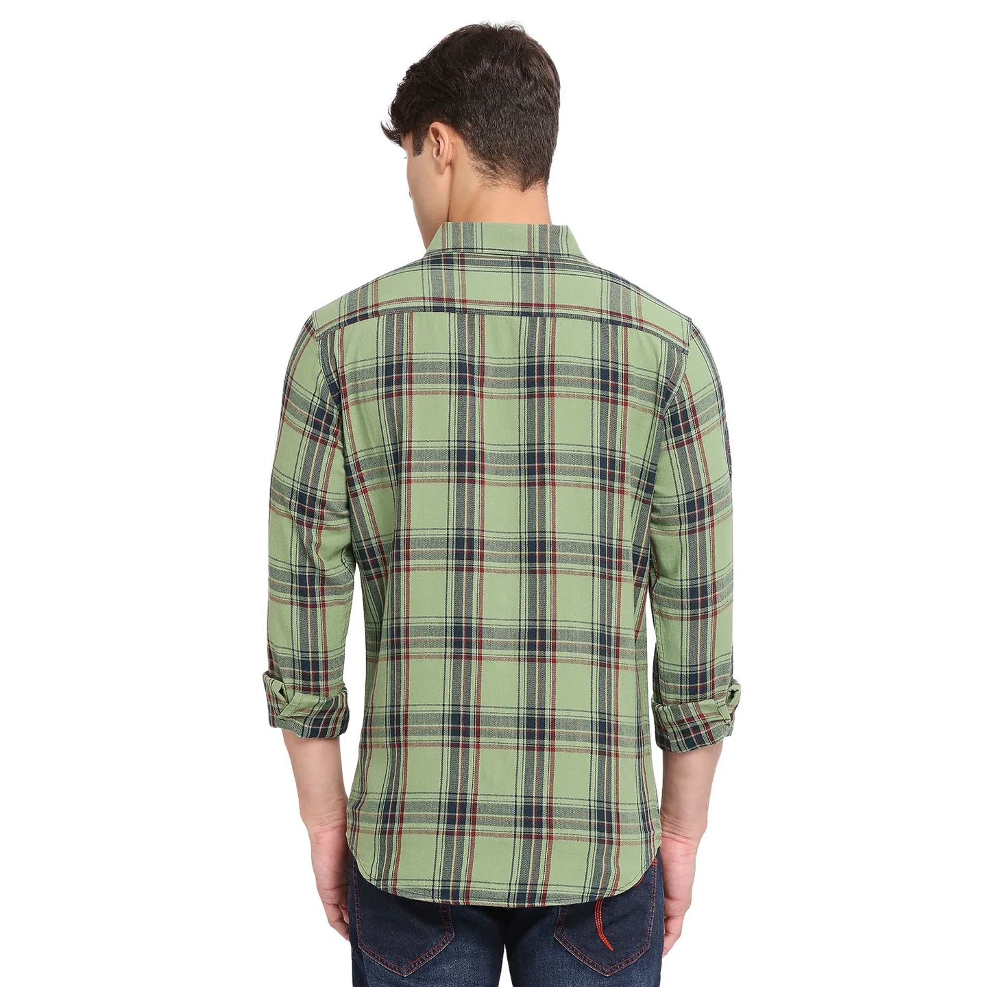 Being Human Clothing Men Slim Fit Collared Shirts-Green