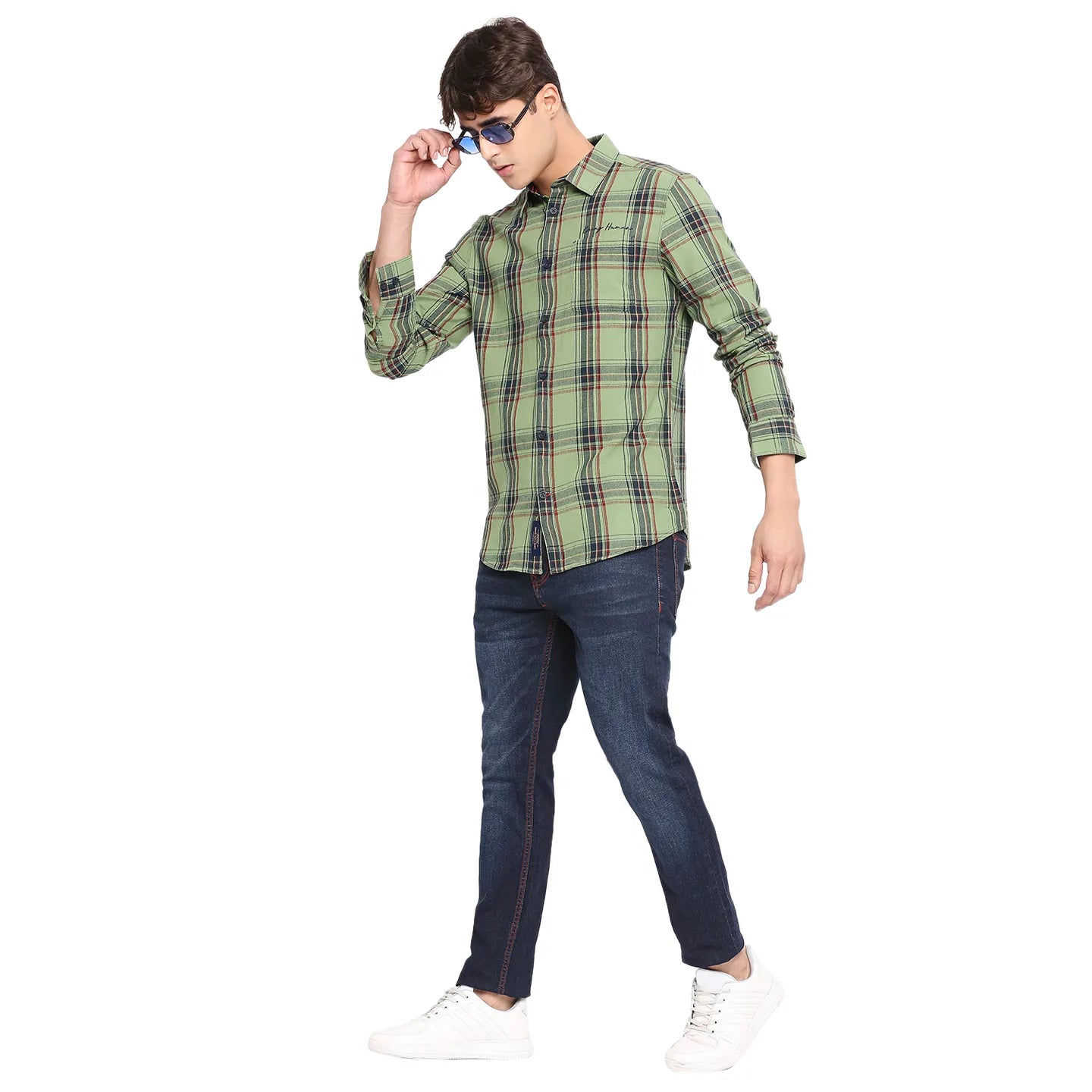 Being Human Clothing Men Slim Fit Collared Shirts-Green