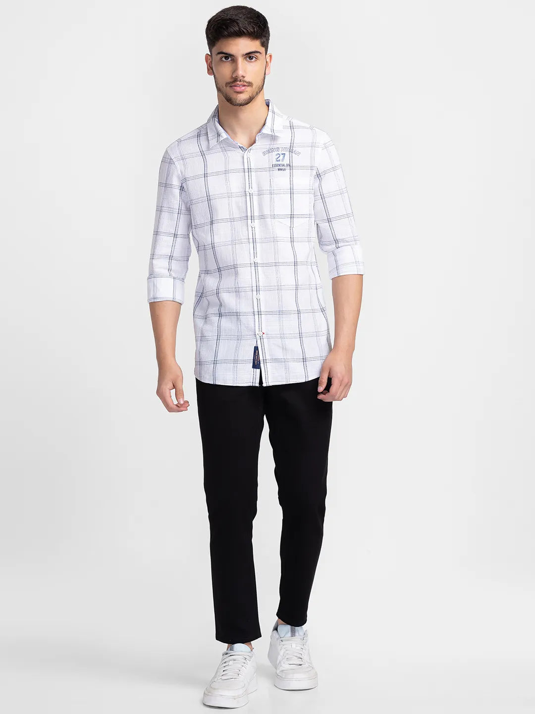 White Slim Fit Regular Collar Men's Shirt by Being Human Clothing