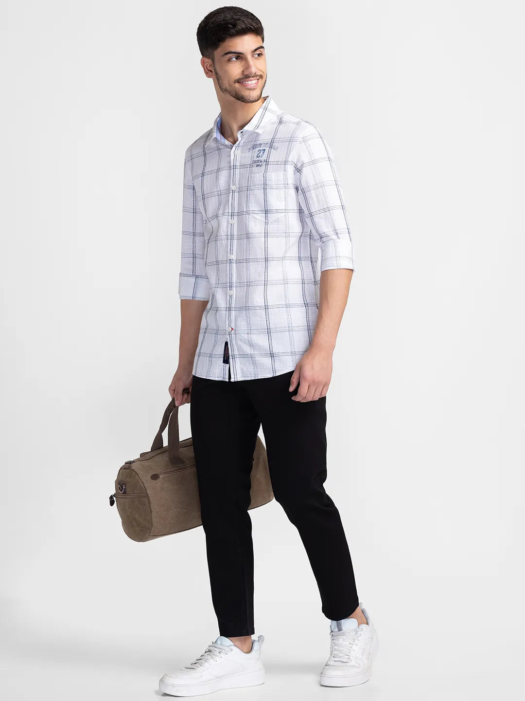 White Slim Fit Regular Collar Men's Shirt by Being Human Clothing