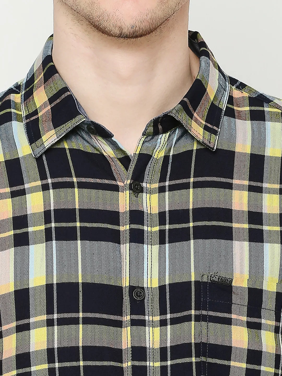 Navy Slim Fit Regular Collar Men's Shirt by Being Human Clothing