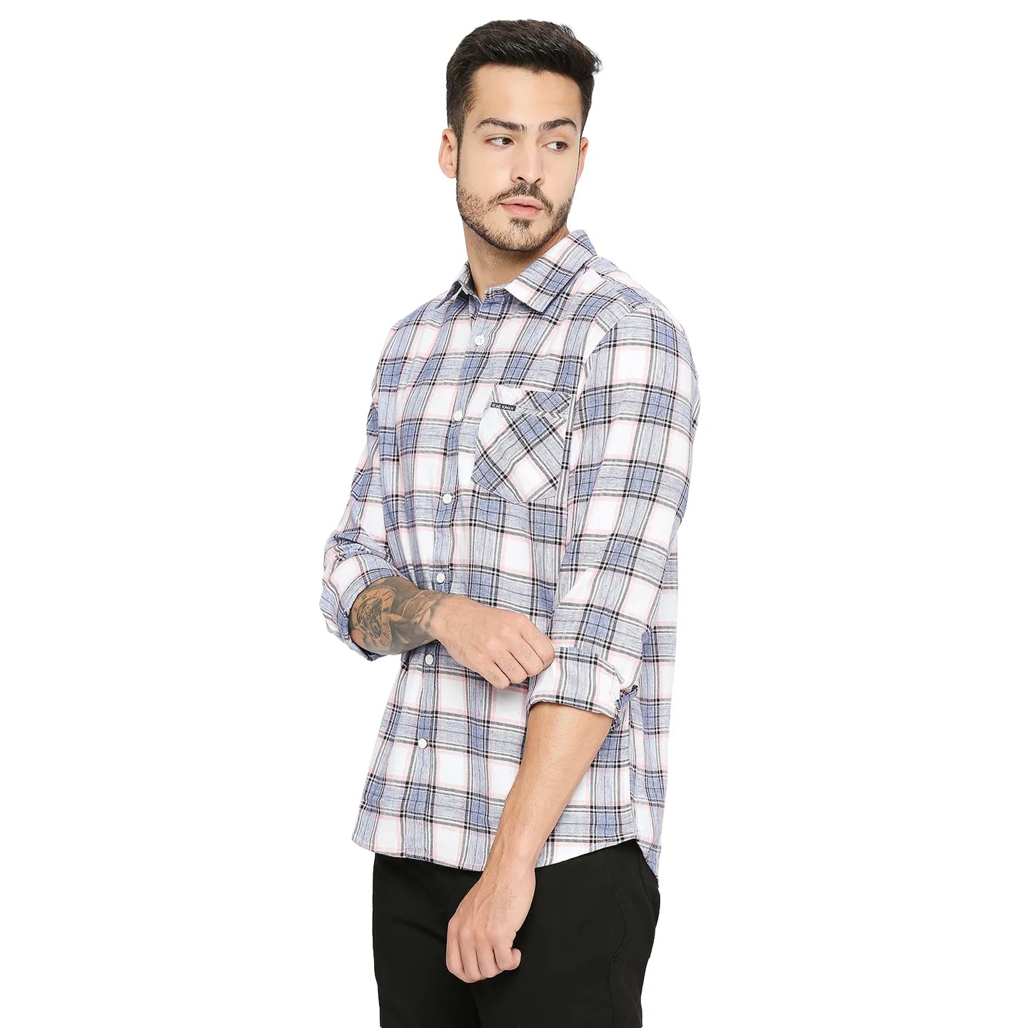 Pink Slim Straight Fit Regular Collar Long Sleeves Cotton Men's Shirt by Being Human Clothing