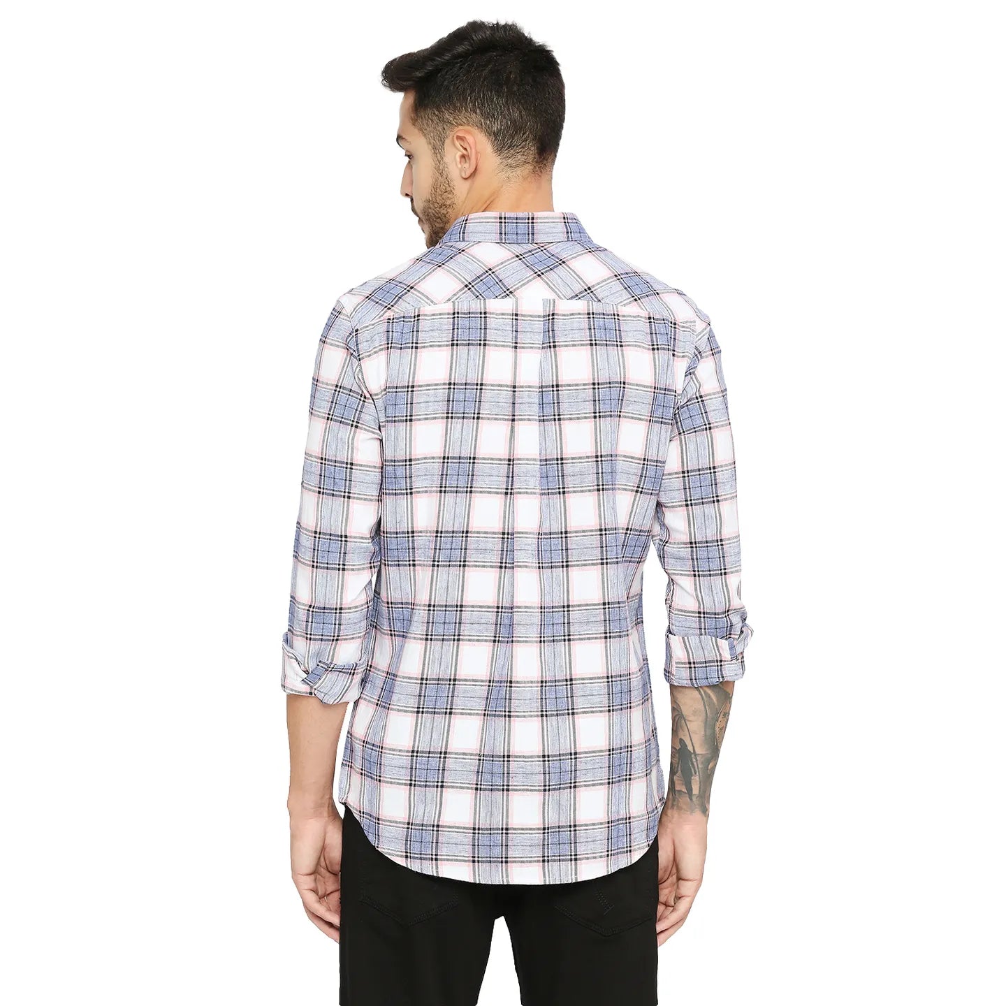 Pink Slim Straight Fit Regular Collar Long Sleeves Cotton Men's Shirt by Being Human Clothing