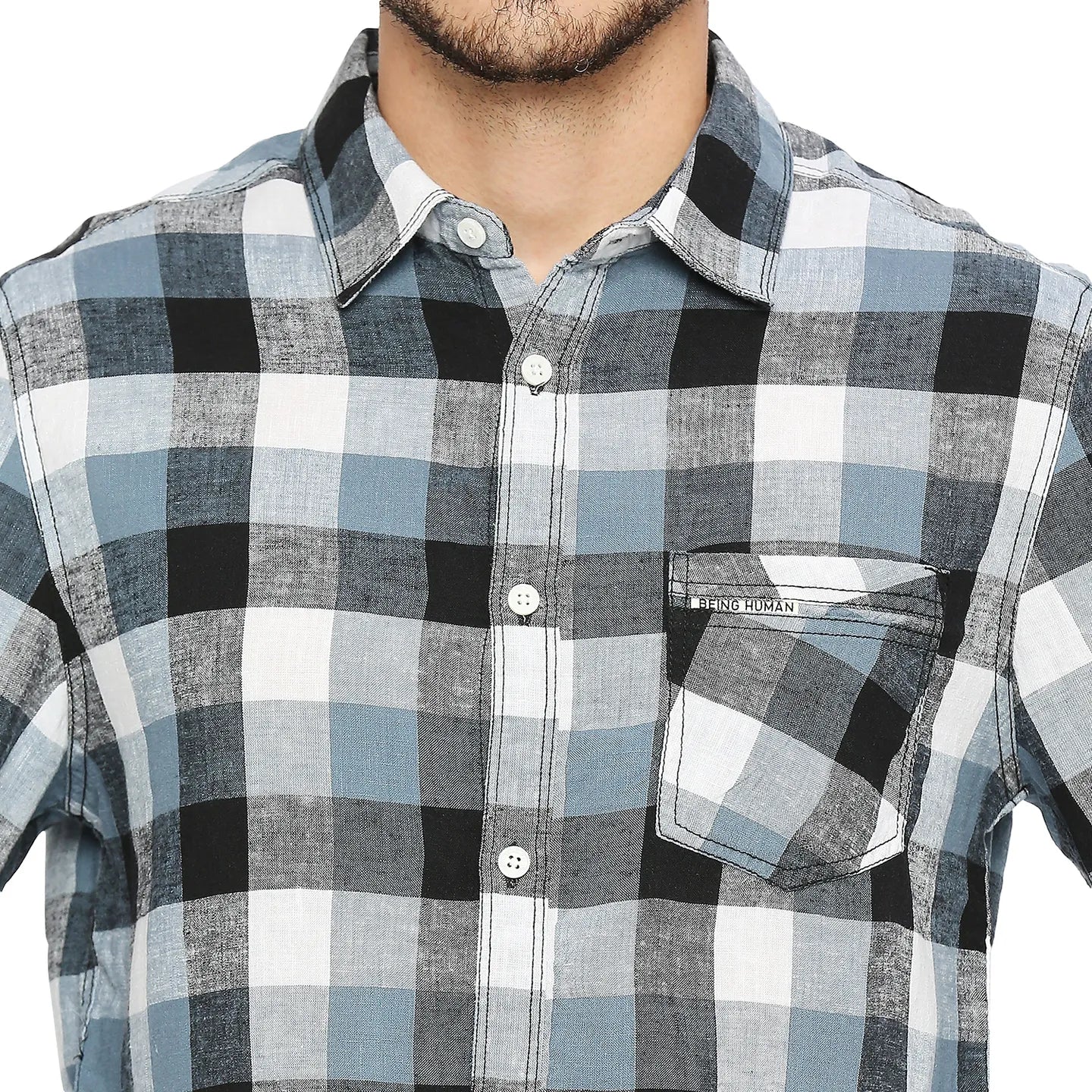 White Slim Fit Regular Collar Mens' Shirt by Being Human Clothing