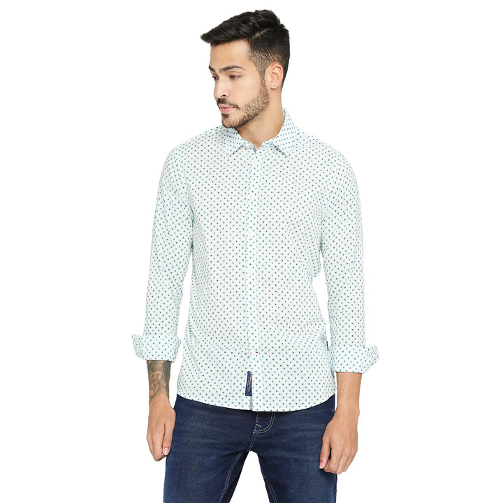 White Slim Fit Regular Collar Men's Shirt by Being Human Clothing