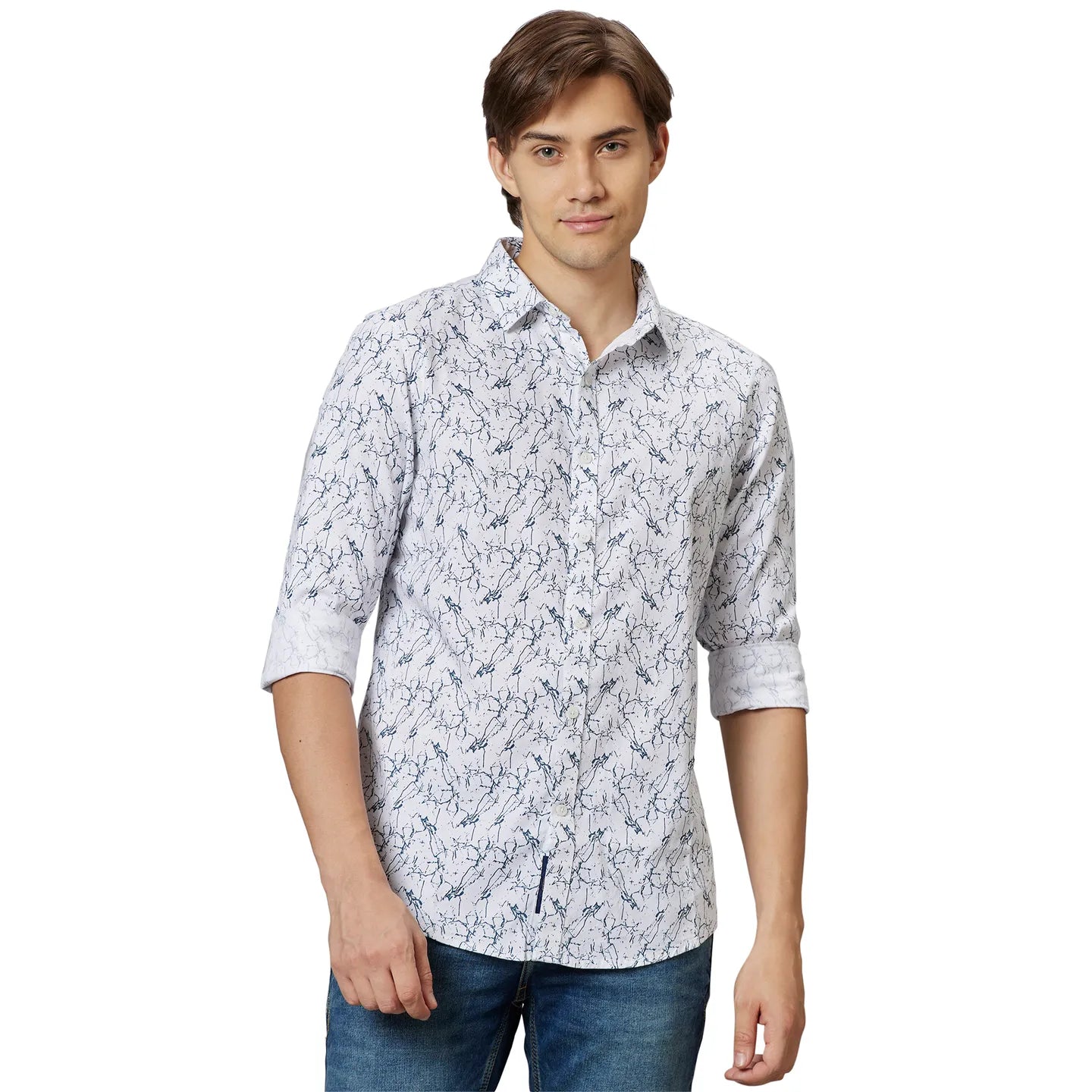 White Slim Fit Regular Collar Men's Shirt by Being Human Clothing