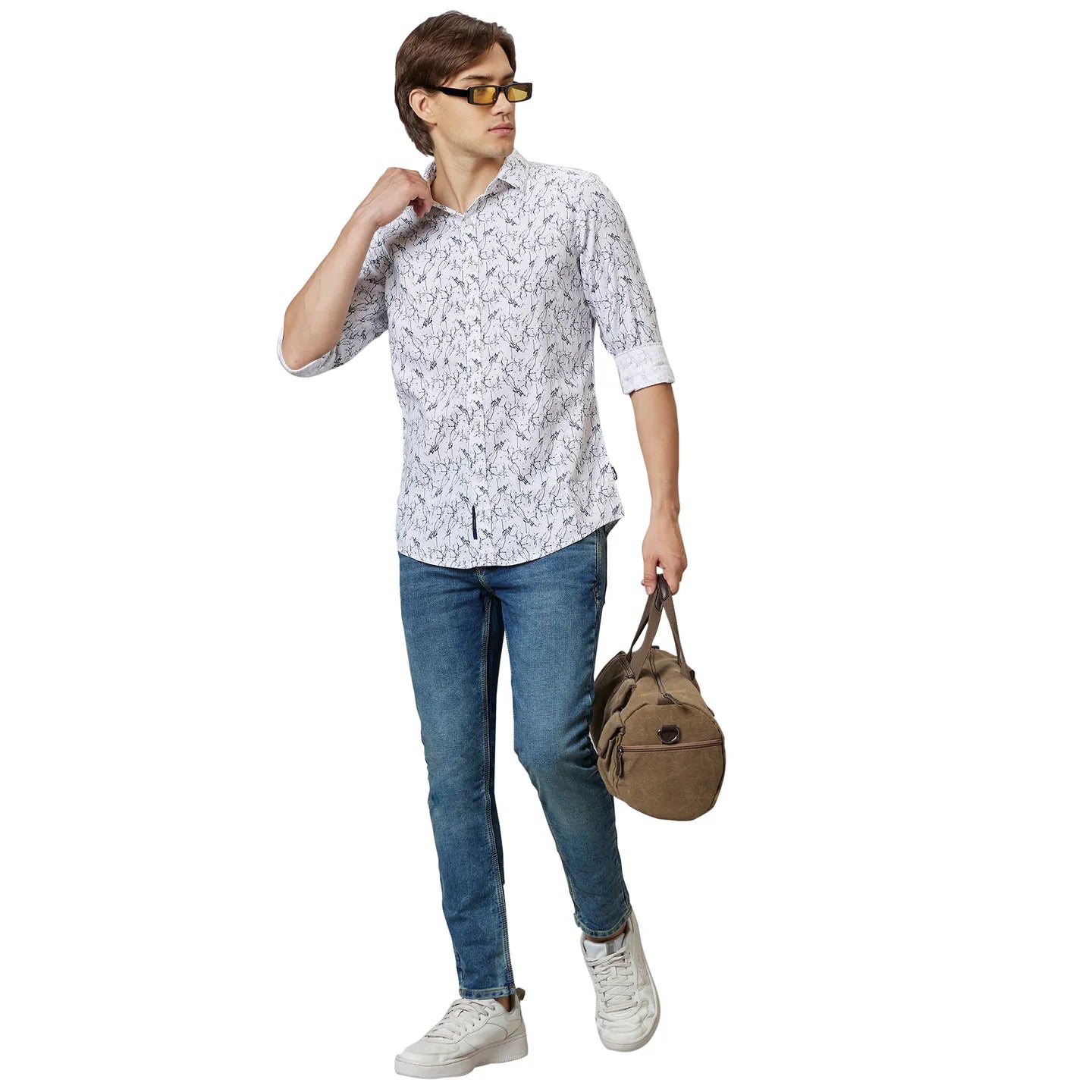 White Slim Fit Regular Collar Men's Shirt by Being Human Clothing