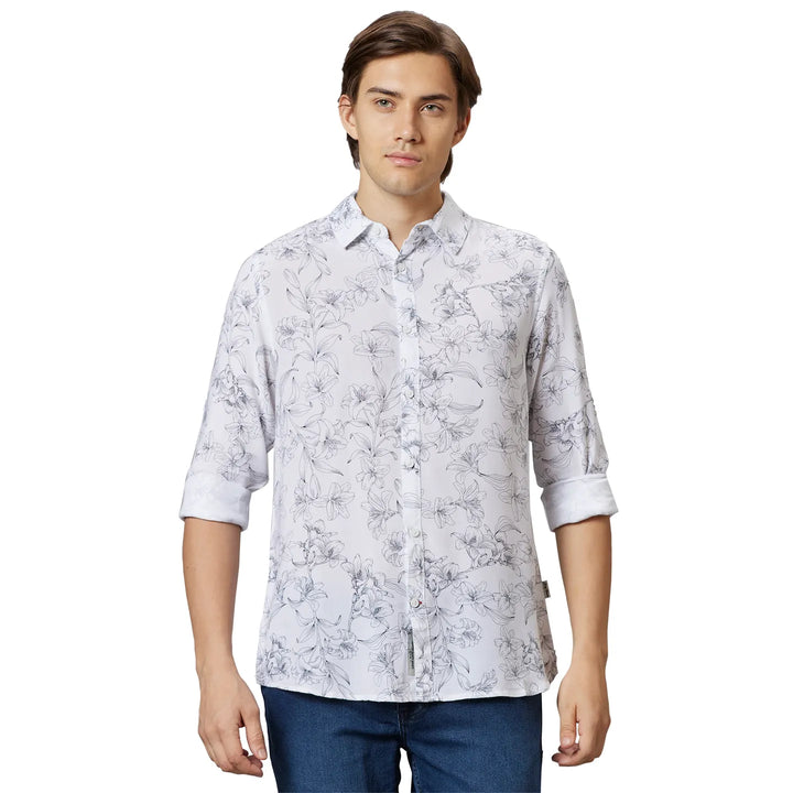 White Slim Fit Regular Collar Men's Shirt by Being Human Clothing