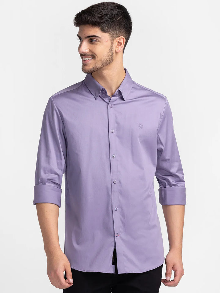 Purple Regular Fit Regular Collar Men's Shirt by Being Human Clothing