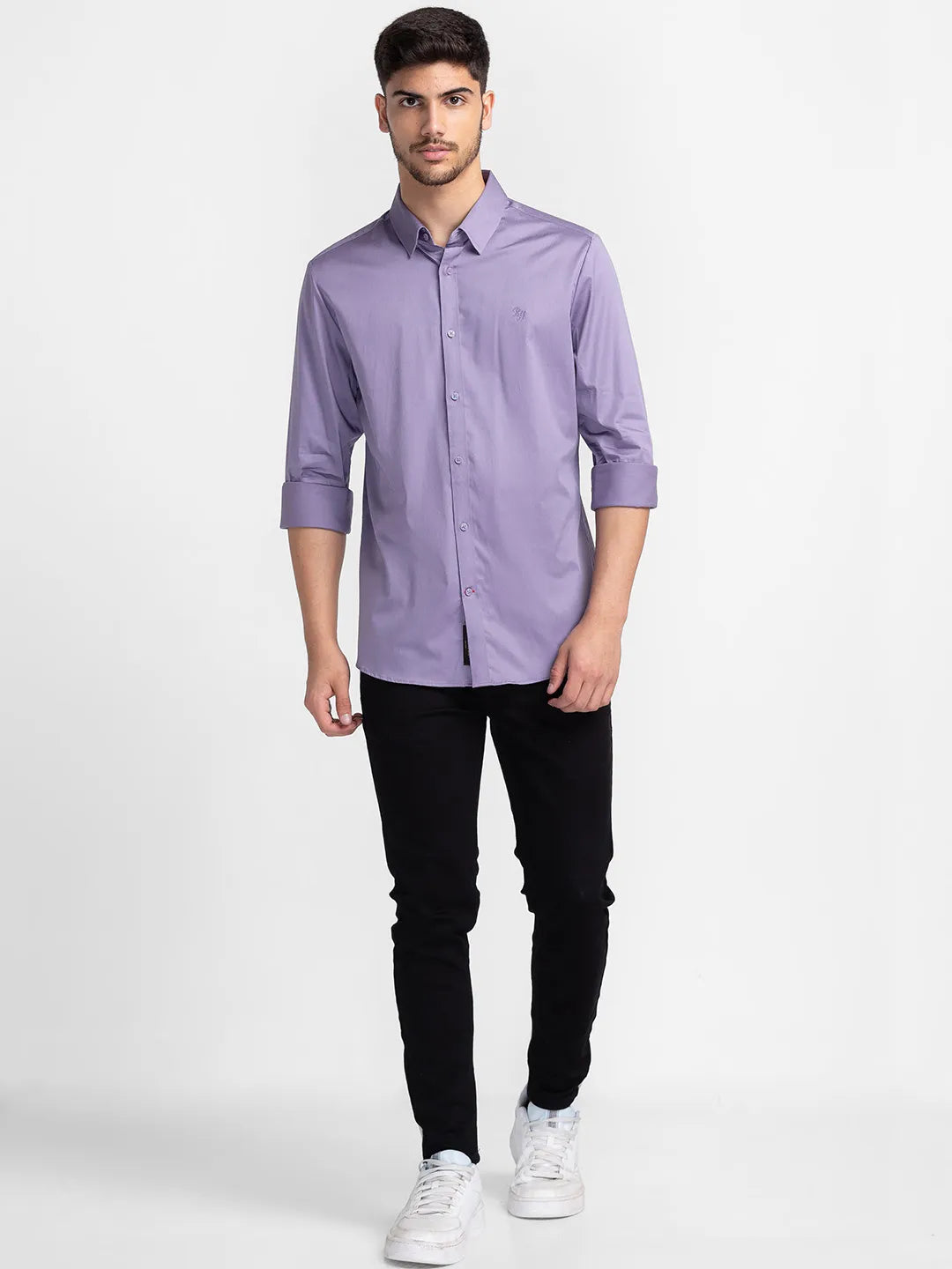 Purple Regular Fit Regular Collar Mens' Shirt by Being Human Clothing