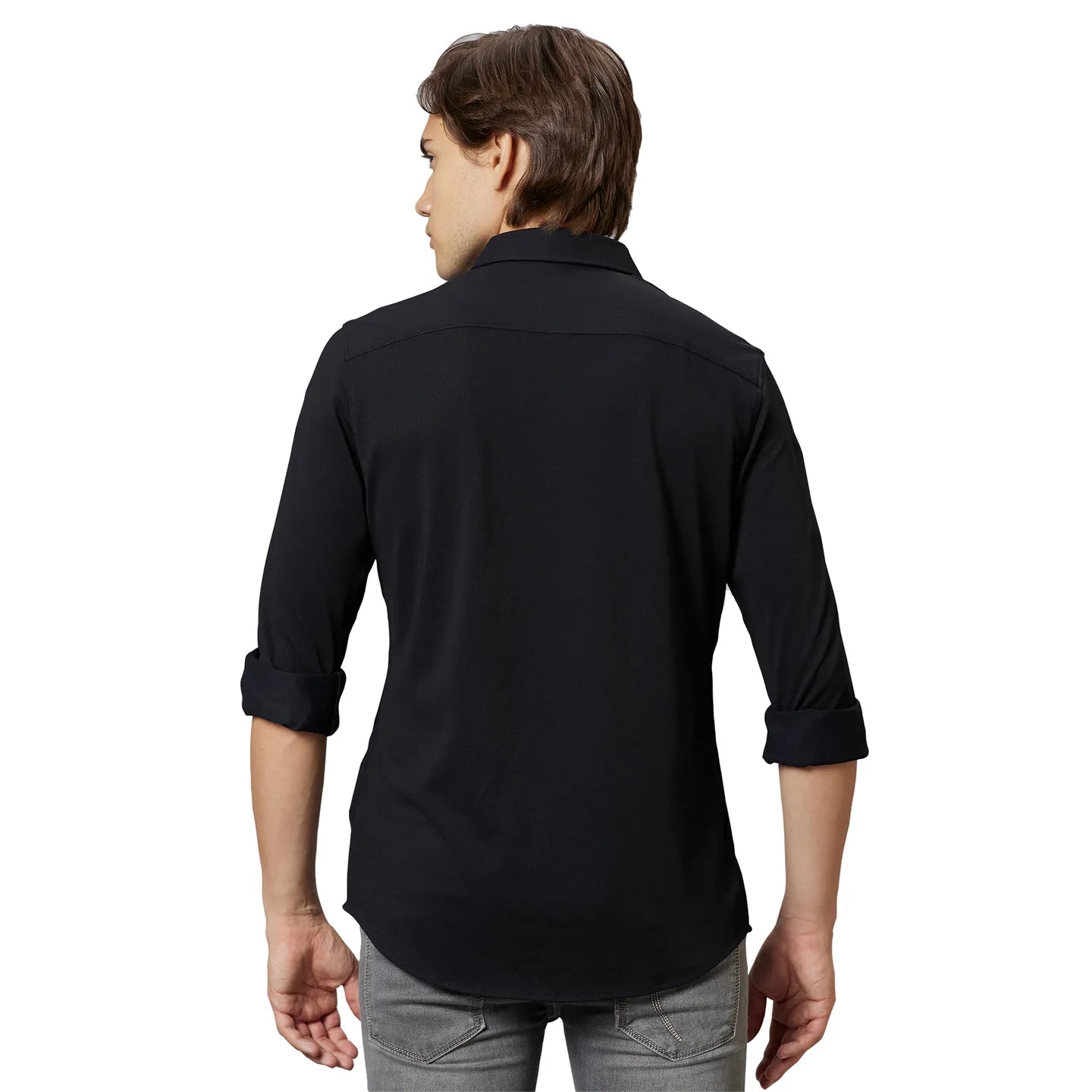 Being Human Clothing Men Slim Fit Collared Shirts-Black