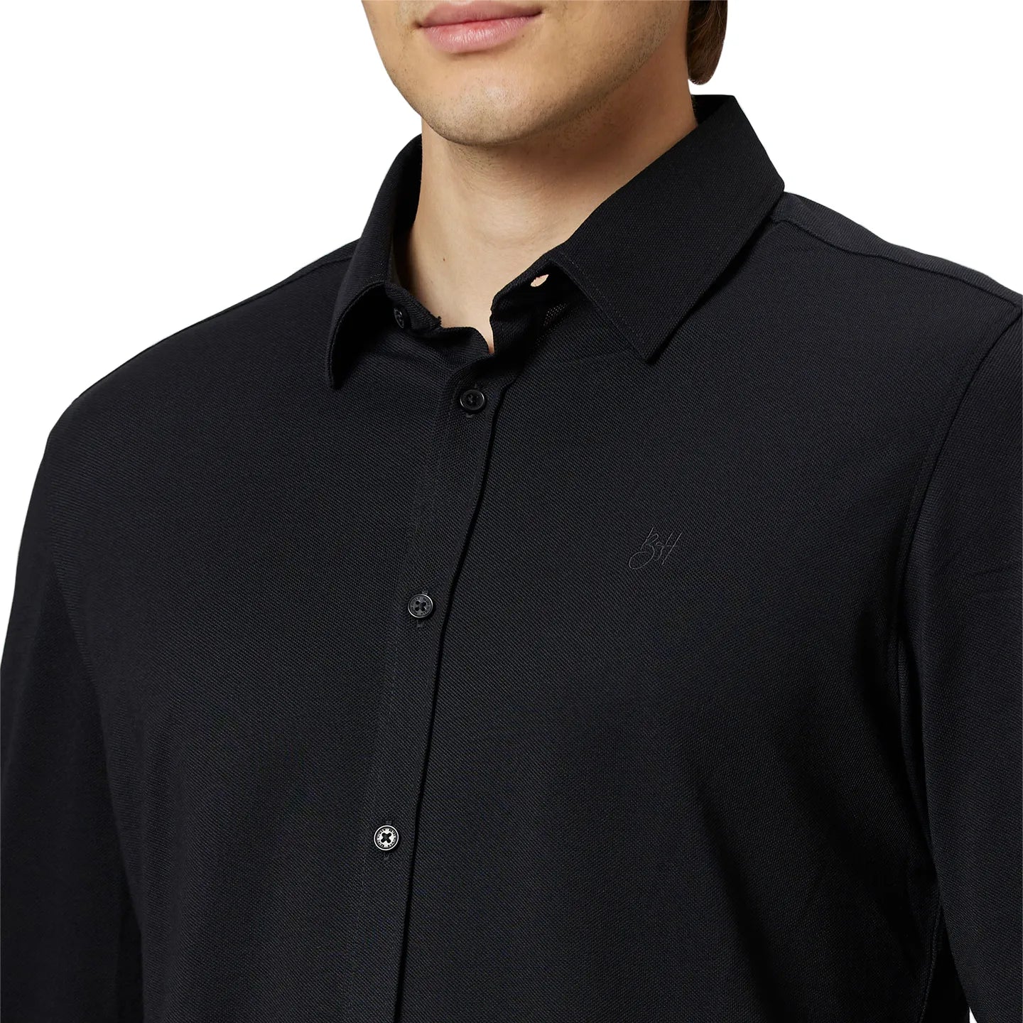 Being Human Clothing Men Slim Fit Collared Shirts-Black