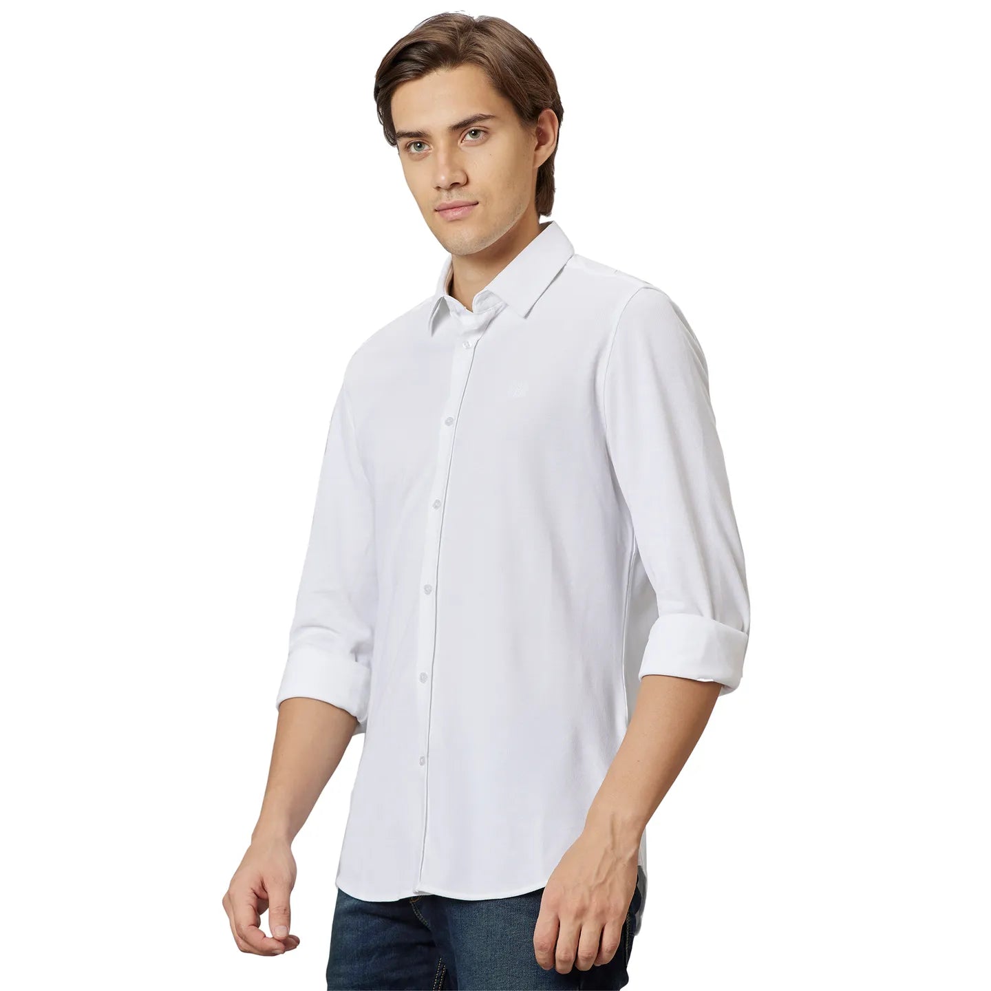 Being Human Clothing Men Slim Fit Collared Shirts-White