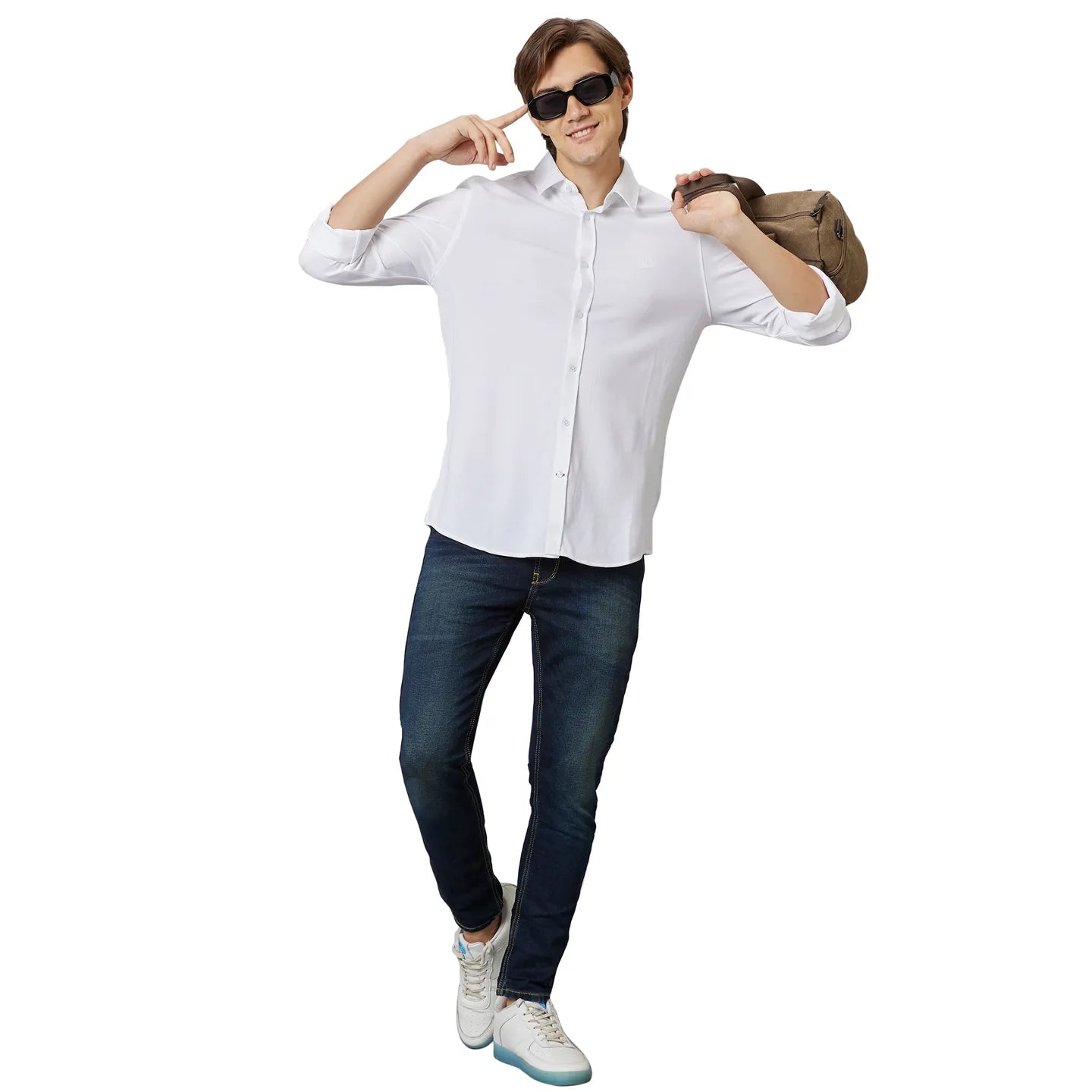 Being Human Clothing Men Slim Fit Collared Shirts-White